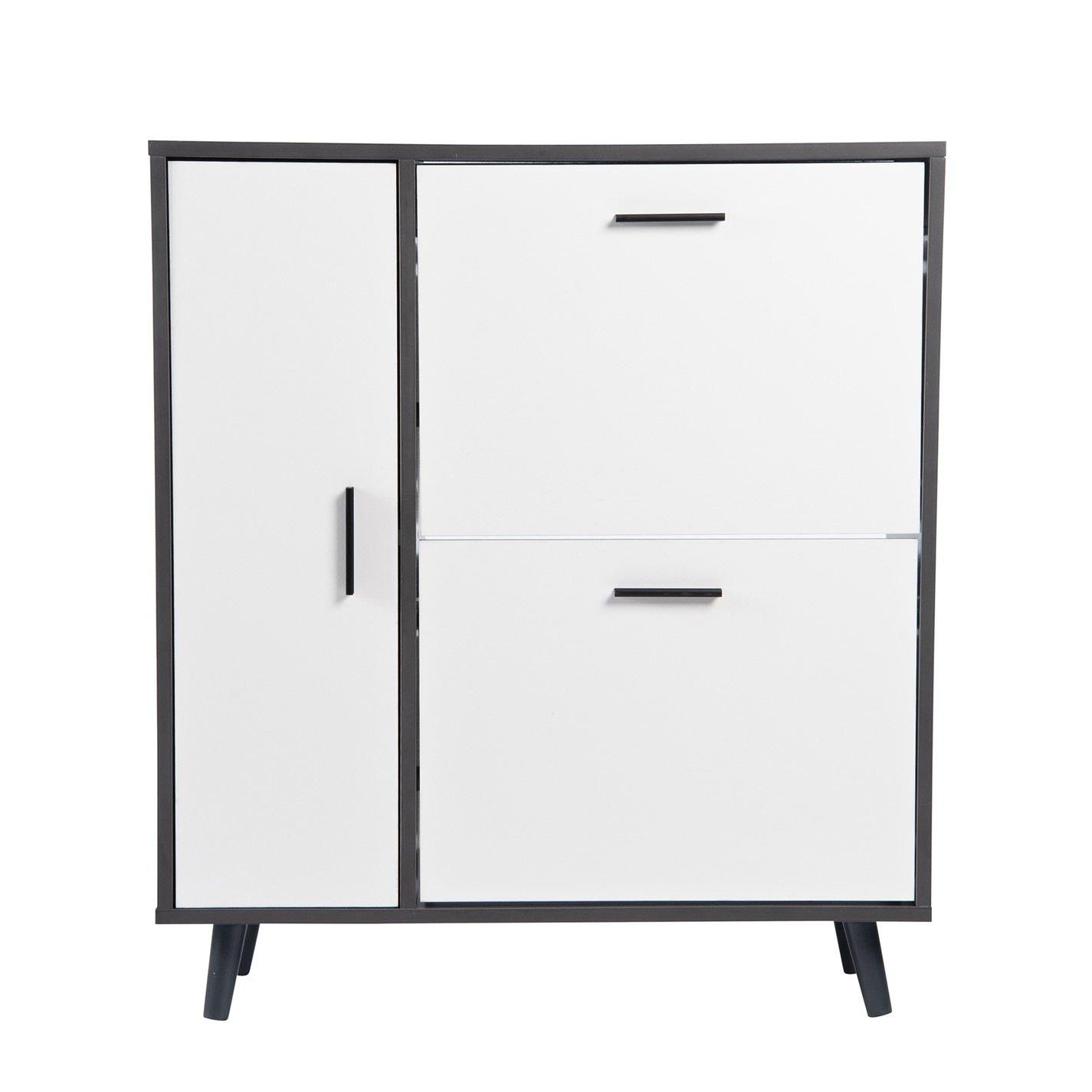 Grey & White - Greenhurst - Shoe Storage Cabinet 86 x 75 x 29cm - 2
