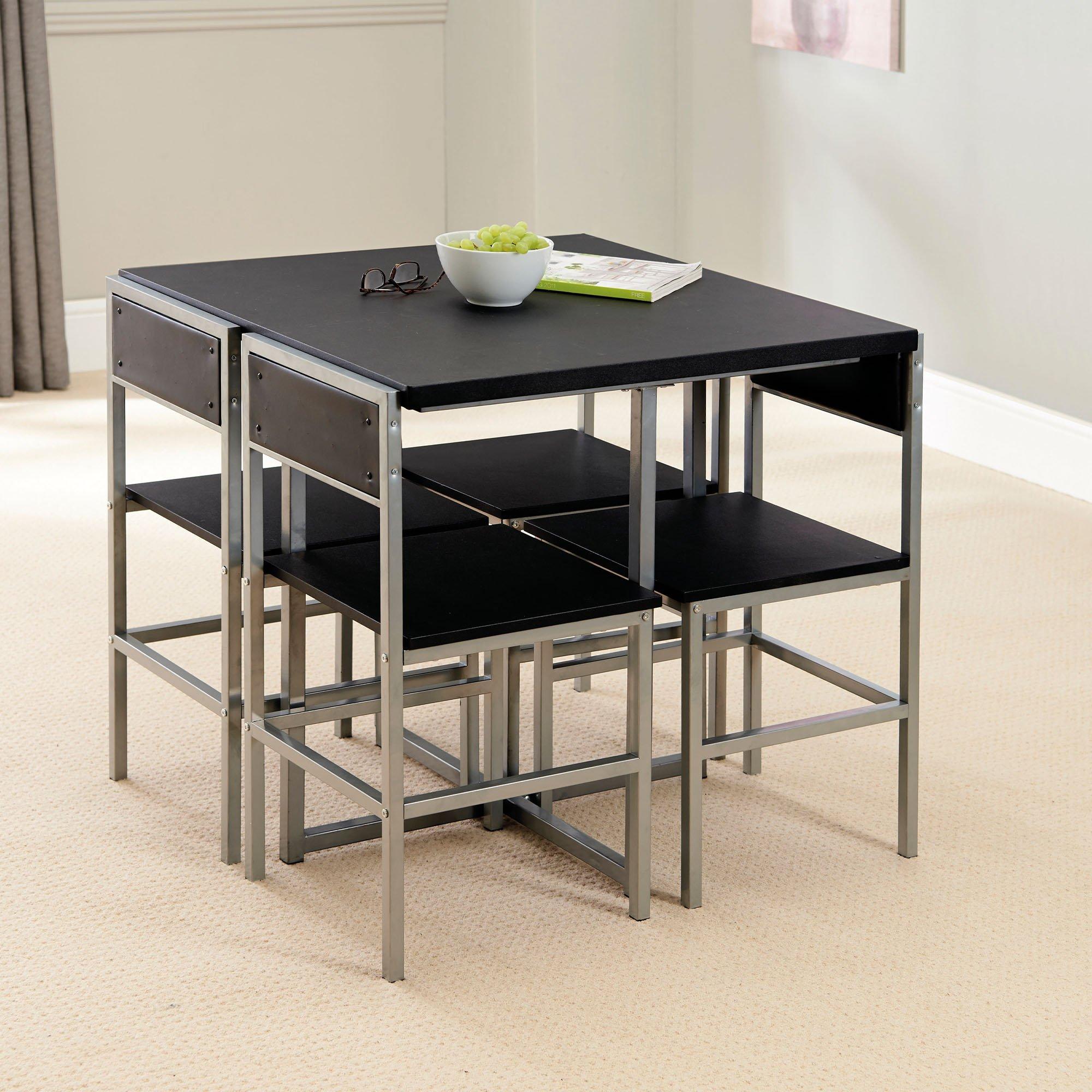 Black And Silve - Greenhurst - 4 Chair Dining set - Black and Silver colour - 2