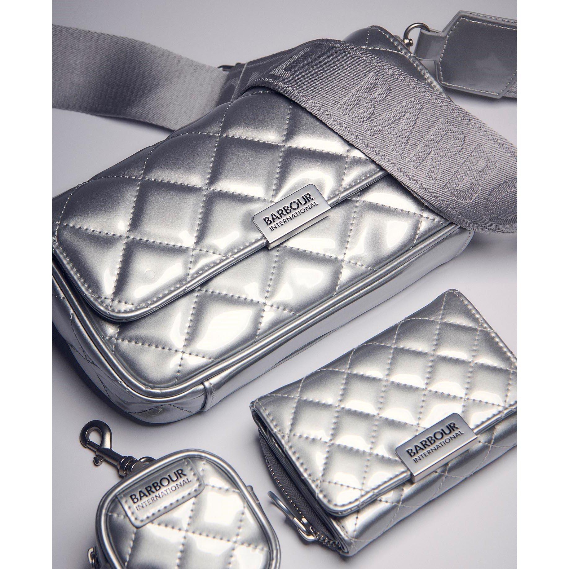 H Shine Silver - Barbour International - Quilted Medium Cross Body Bag - 8
