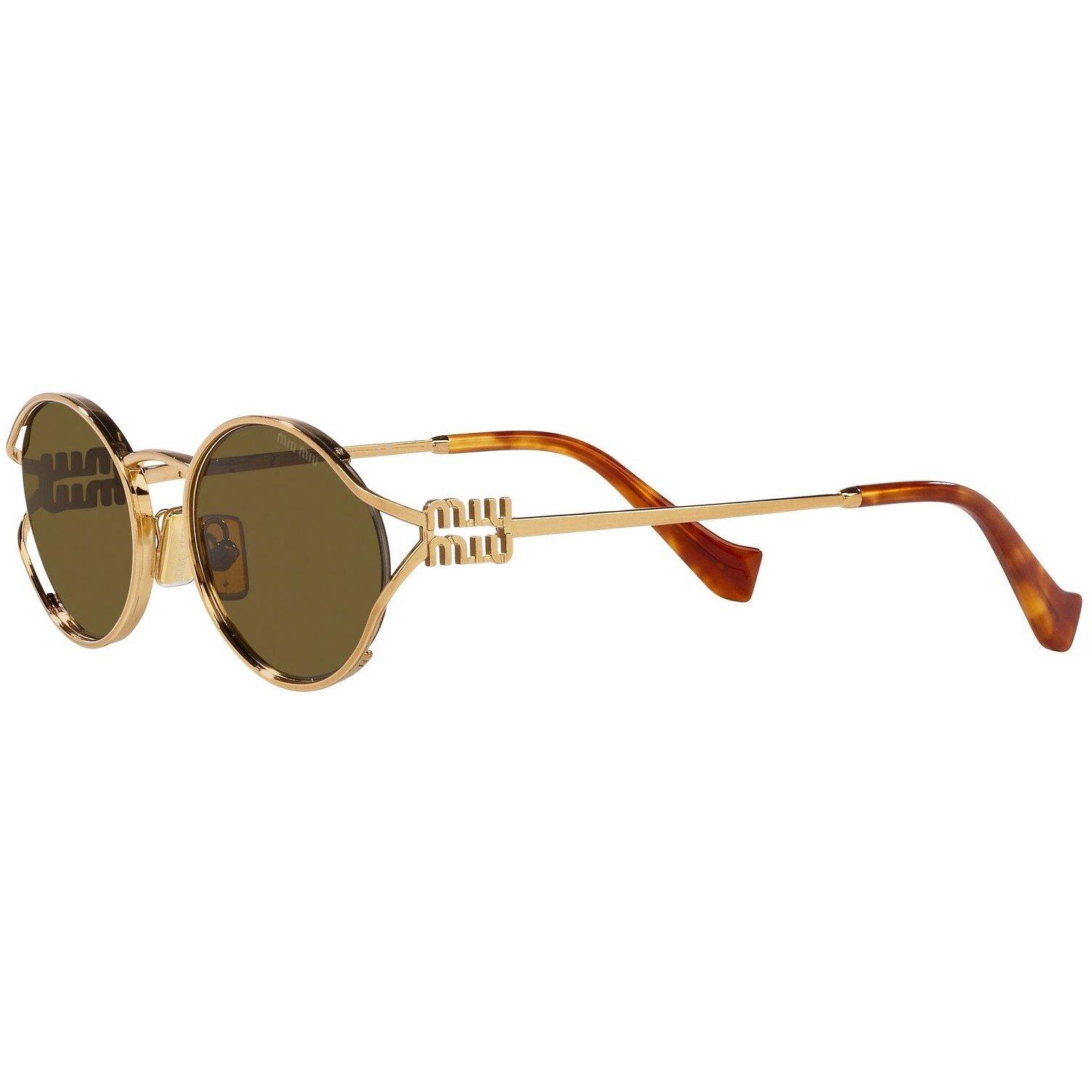 Brass Gold - Miu Miu - Women's Logo Sunglasses - 2