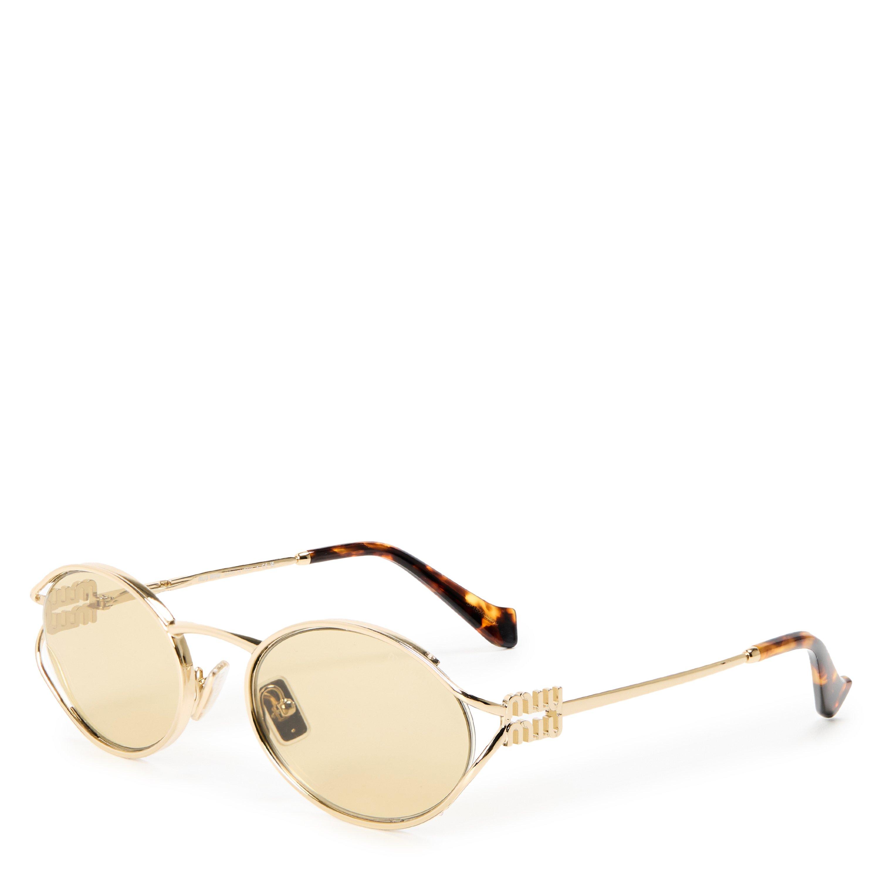 Miu Miu Women's Logo Sunglasses - Pale Gold