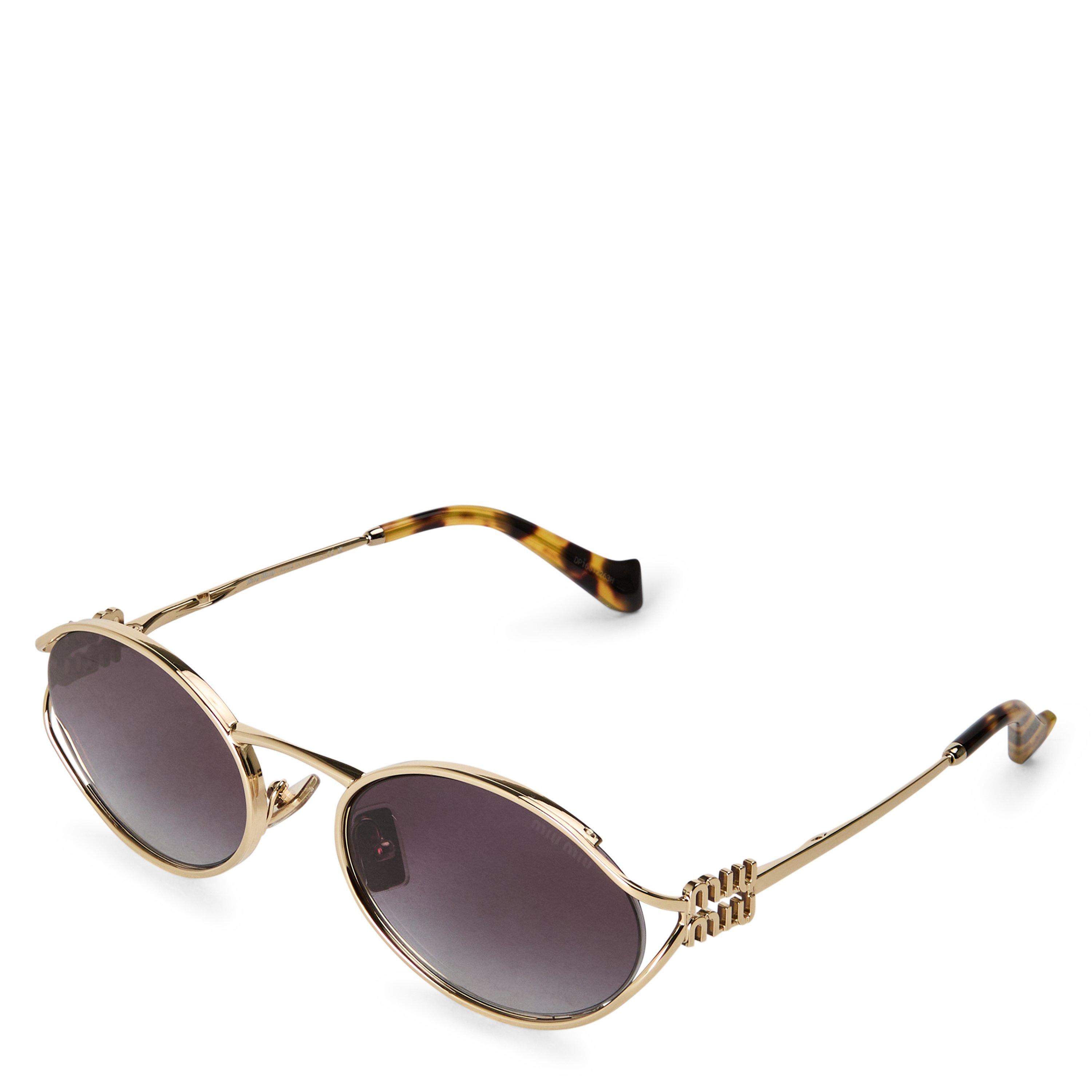 Miu Miu Women's Logo Sunglasses - Pale Gold/Grey