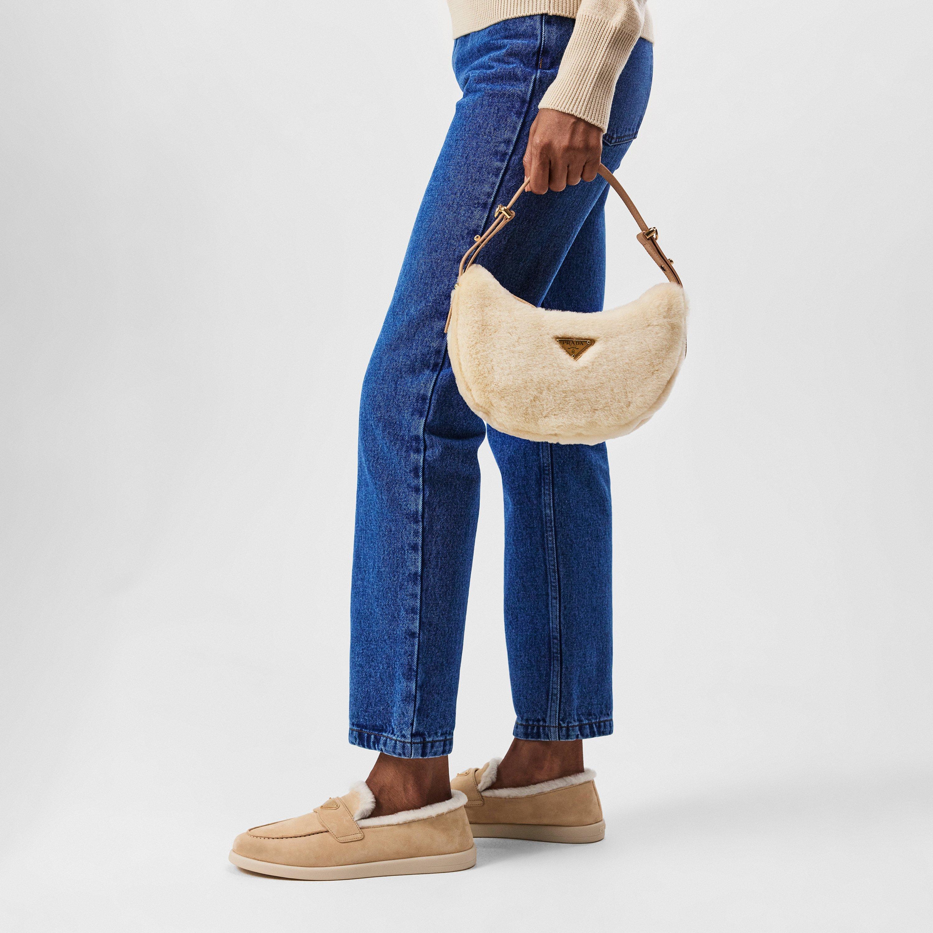 Ecru Noise - Prada - Arque Shearling Shoulder Bag - 3