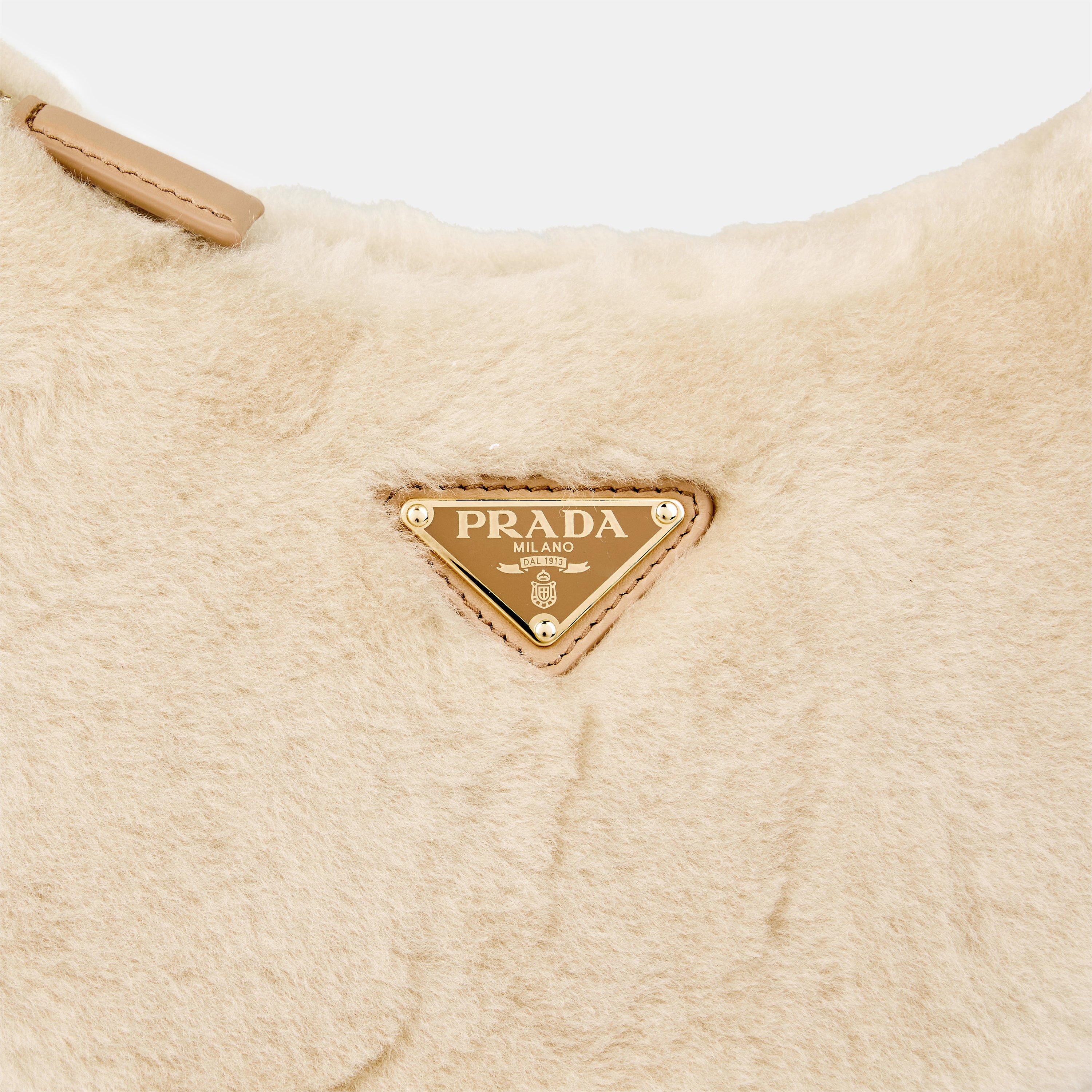 Ecru Noise - Prada - Arque Shearling Shoulder Bag - 4