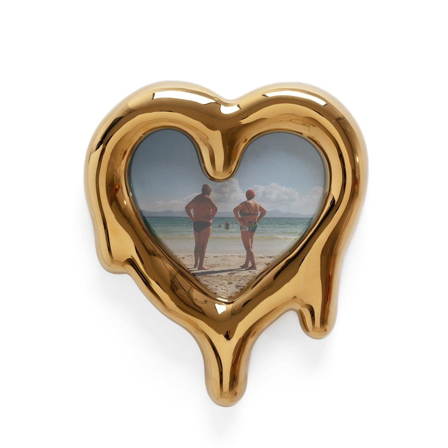 Gold - Seletti - Melted Heart Porcelain Mirror and Picture Frame - 2