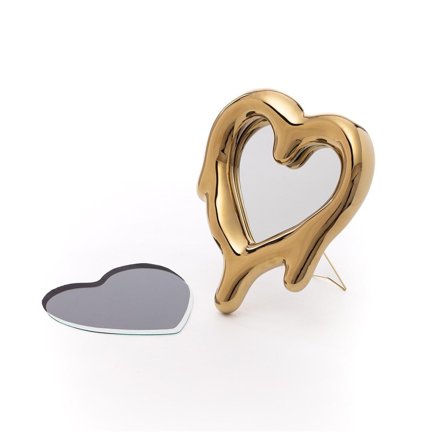 Gold - Seletti - Melted Heart Porcelain Mirror and Picture Frame - 3