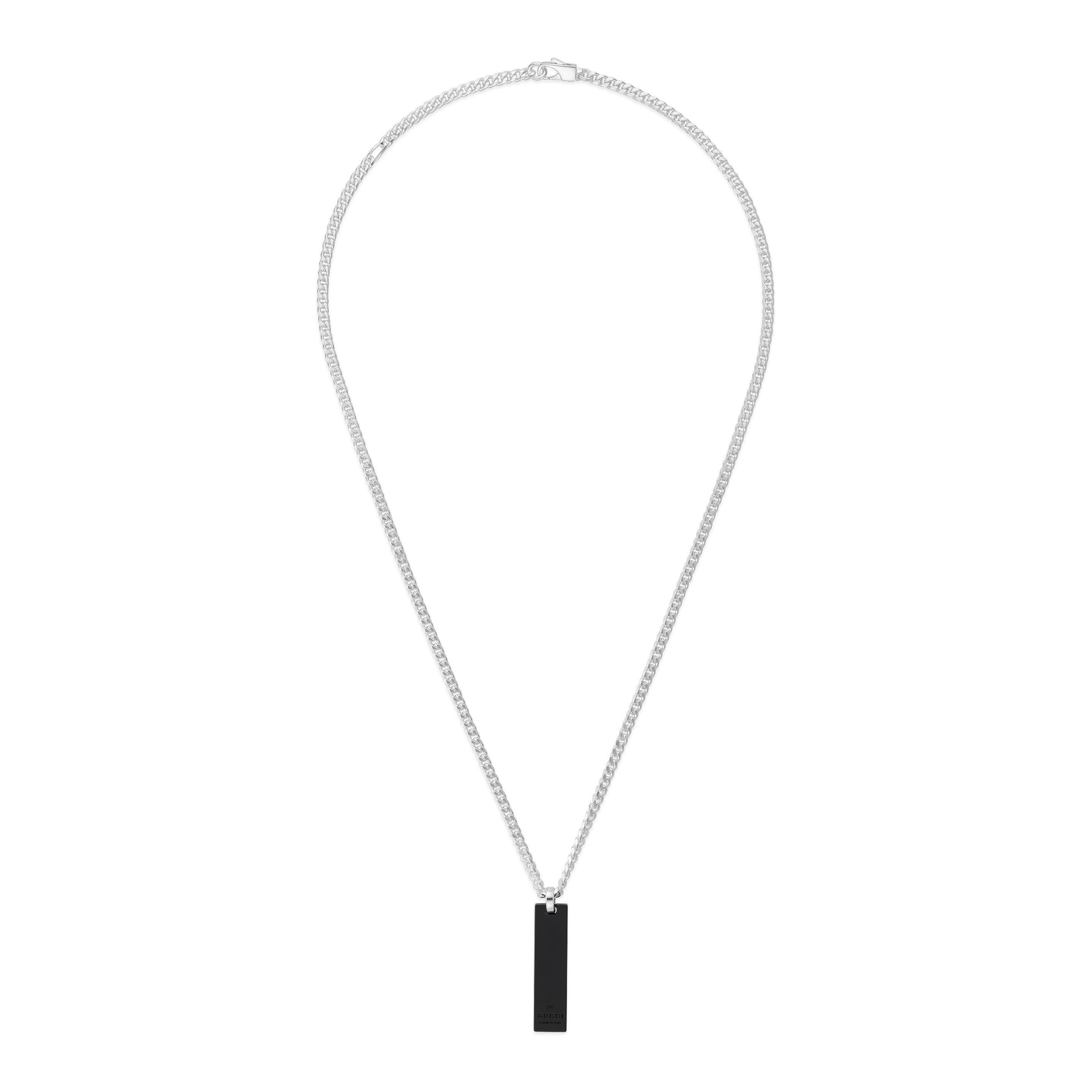 Silver/Black - Gucci - Men's Tag Pendant Necklace - 2