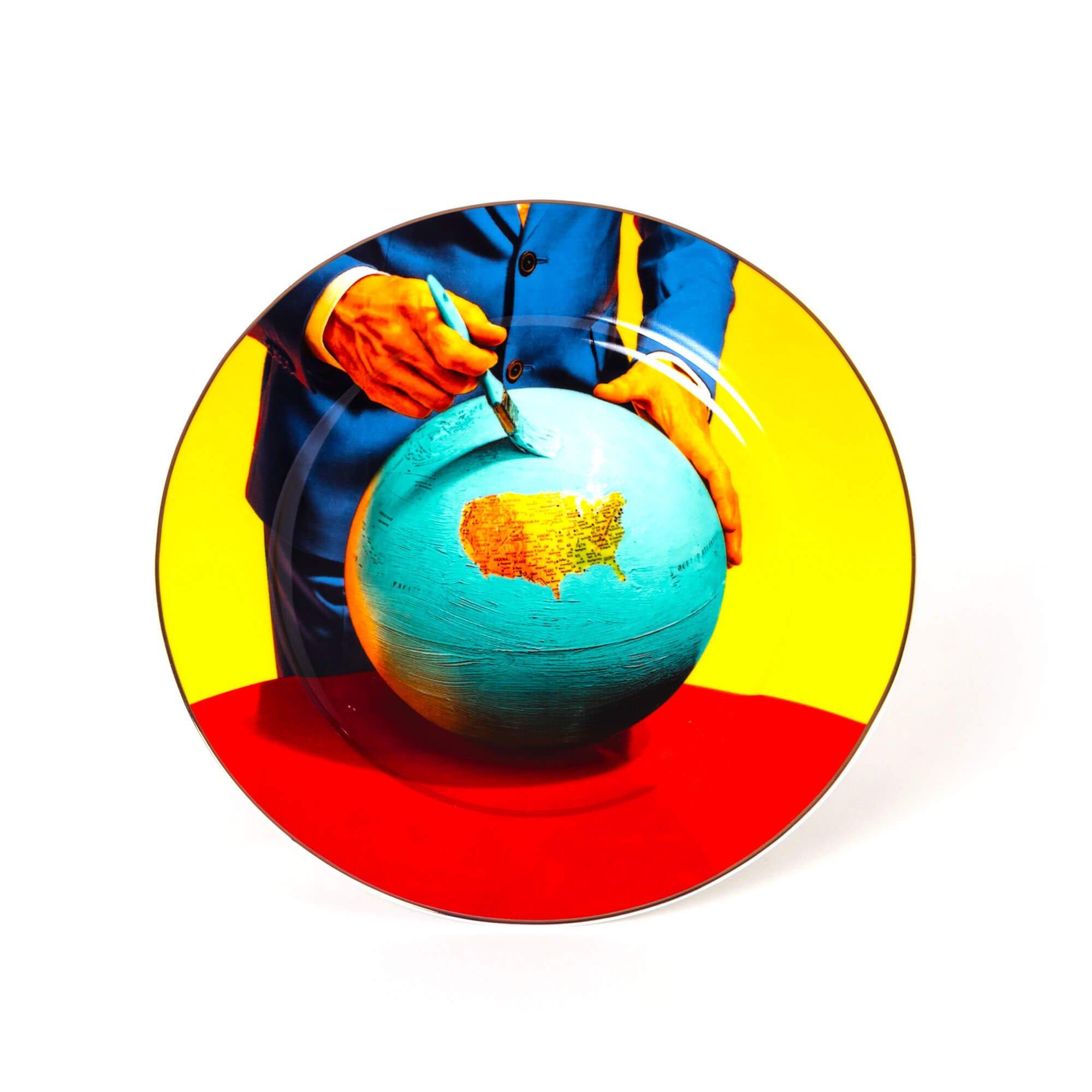 Seletti Wears Toiletpaper  Toiletpaper Porcelain Dinner Plate - Globe - 27cm