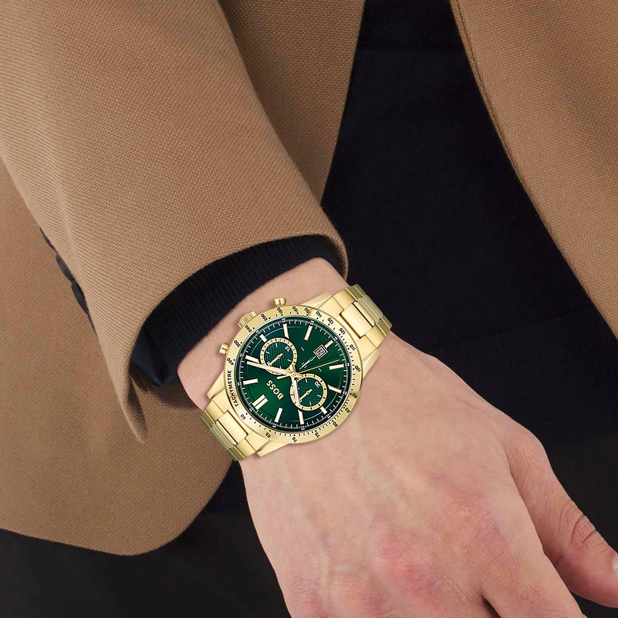 Green/Gold - Boss - Men's Allure Eye-Catching Vintage Design Watch - 4