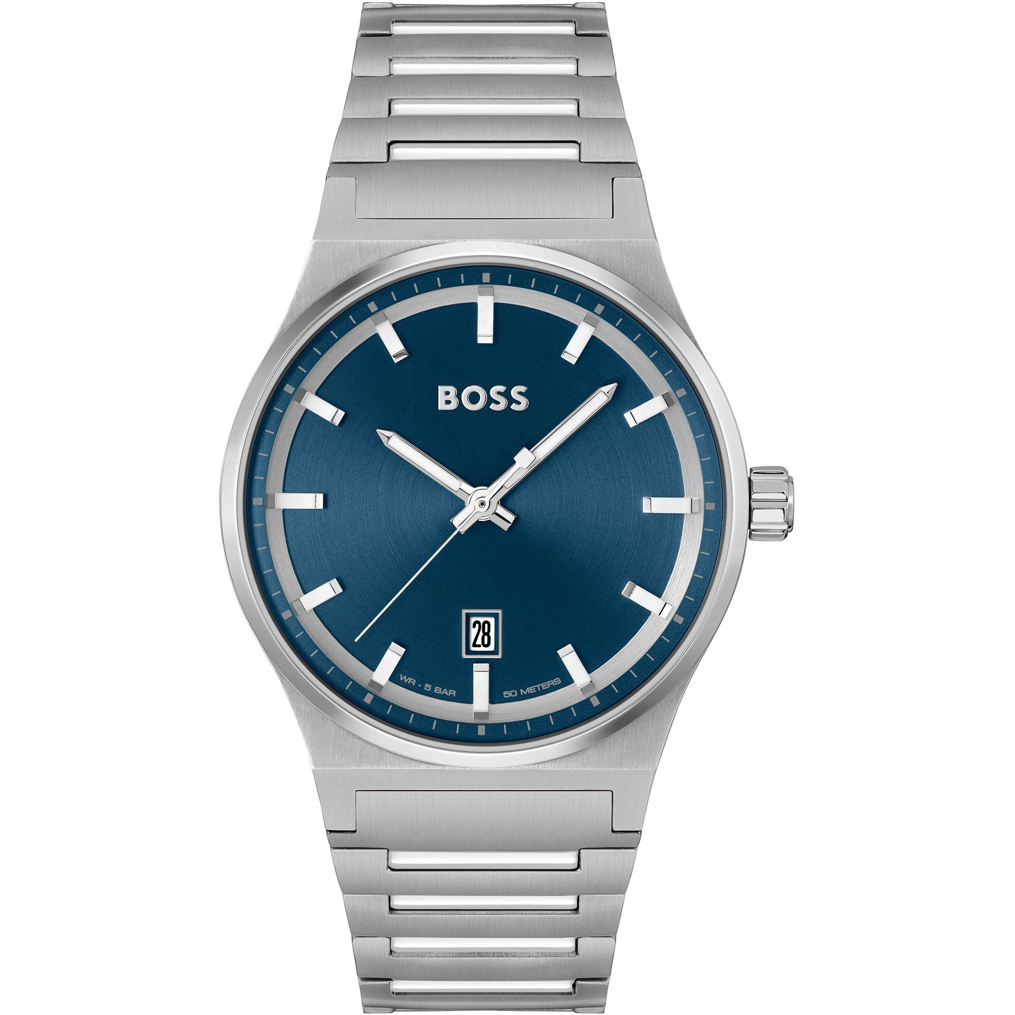 Blue/Silver - Boss - Men's Candour Three Hand Analogue Quartz Watch - 1