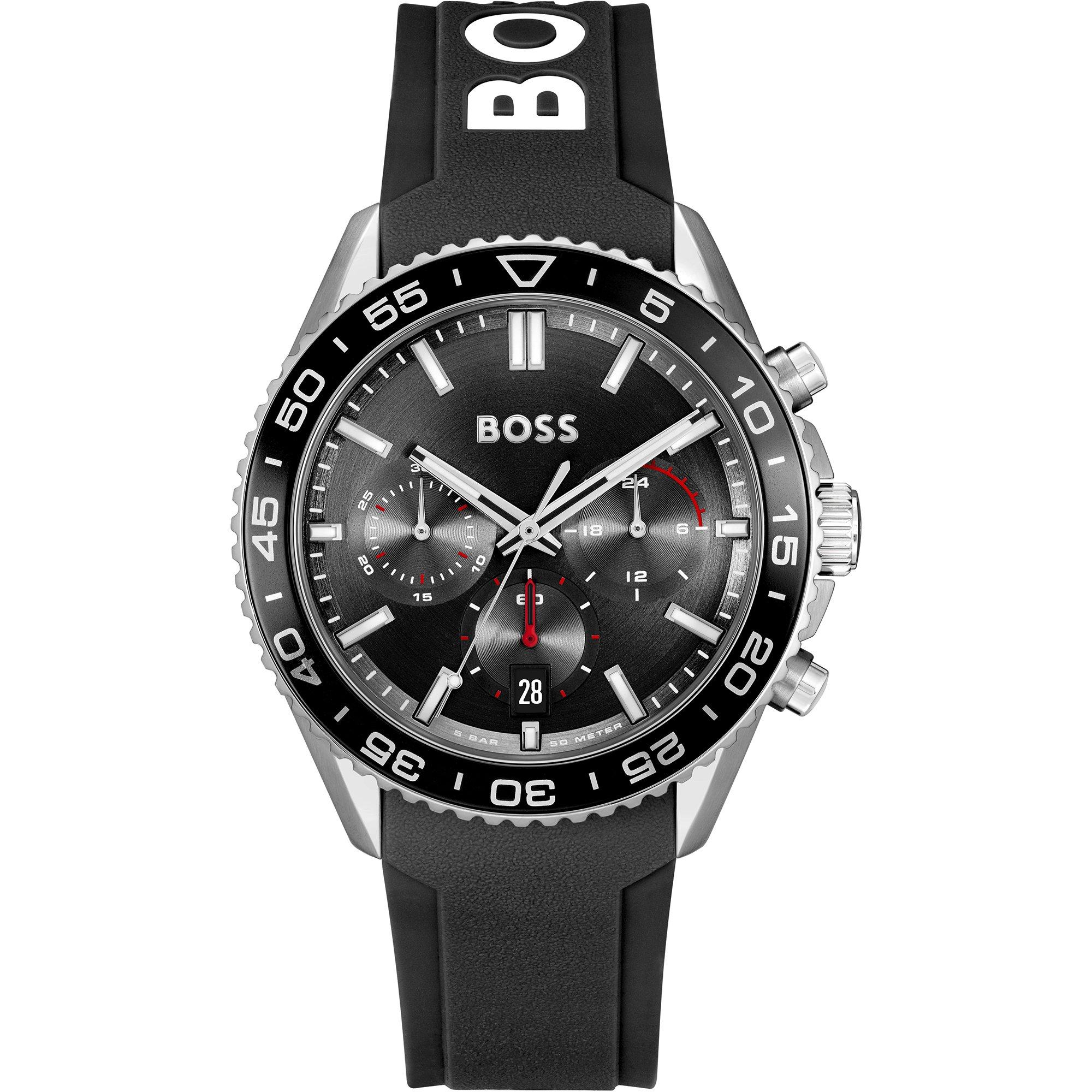 Black/Black - Boss - Men's Runner Watch with Rotating Bezel - 1