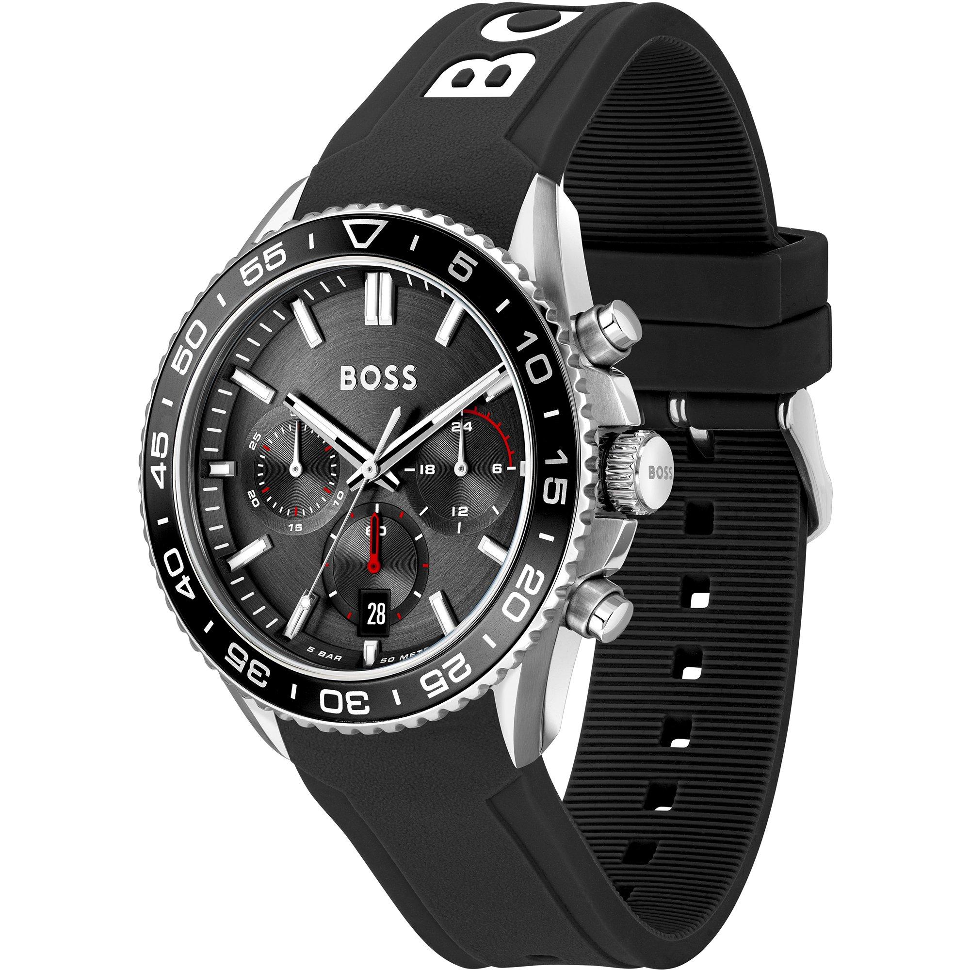 Black/Black - Boss - Men's Runner Watch with Rotating Bezel - 3