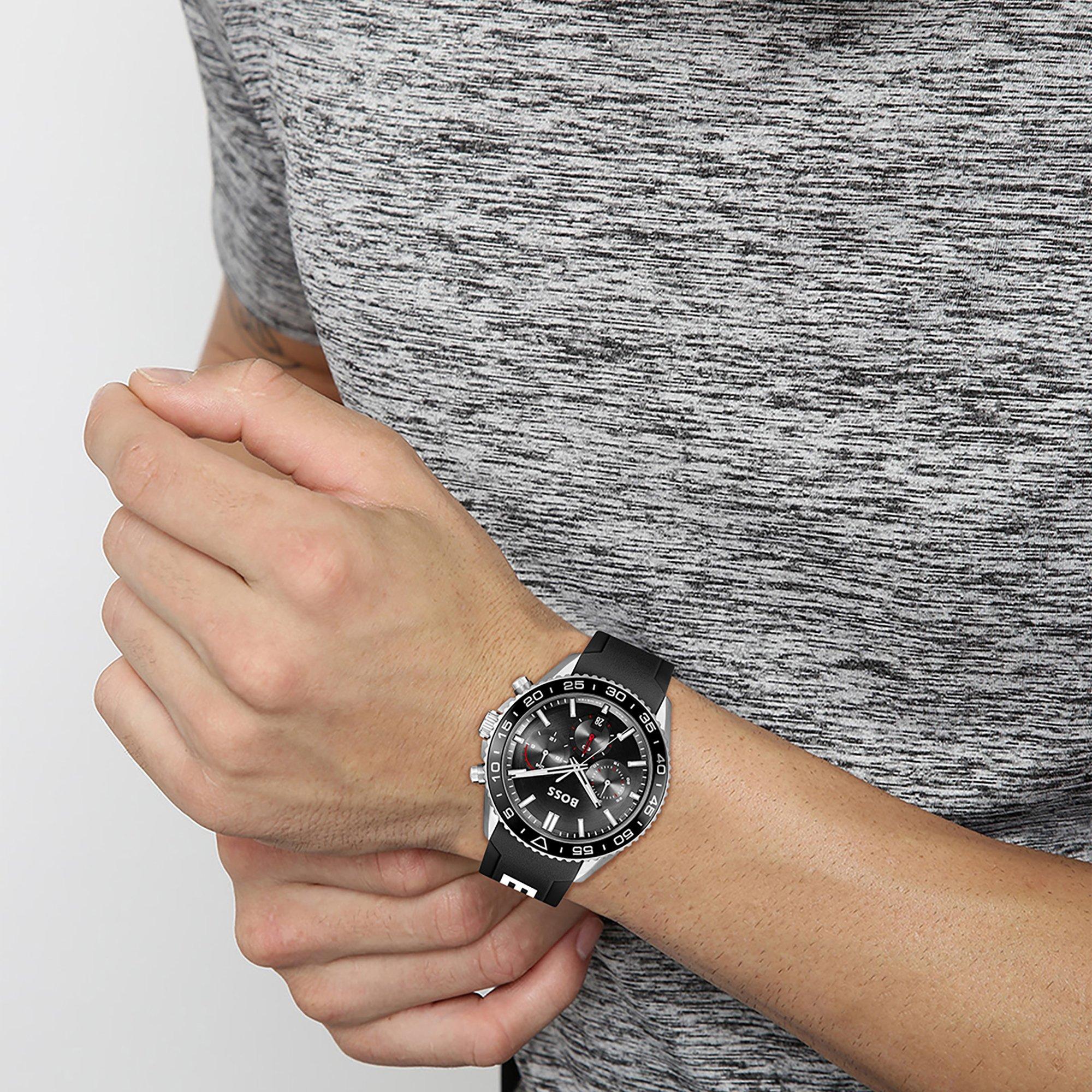 Black/Black - Boss - Men's Runner Watch with Rotating Bezel - 4