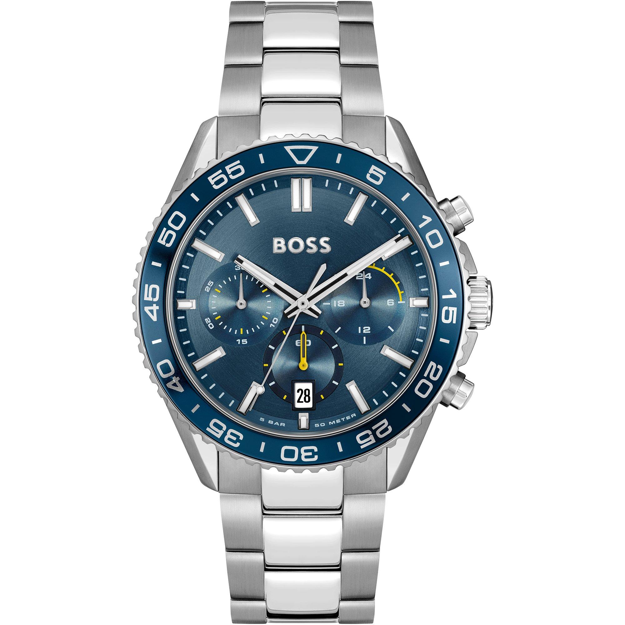 Blue/Silver - Boss - Men's Runner Chronograph Stainless Steel Water Resistant Analogue Quartz Watch - 1
