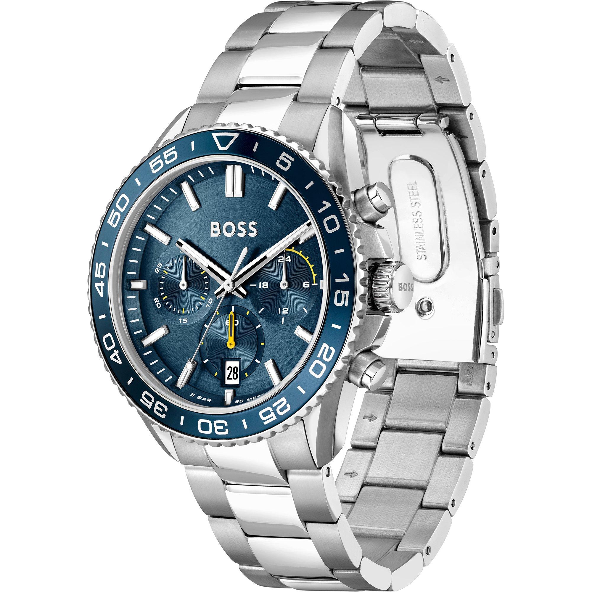 Blue/Silver - Boss - Men's Runner Watch with Rotating Bezel - 3