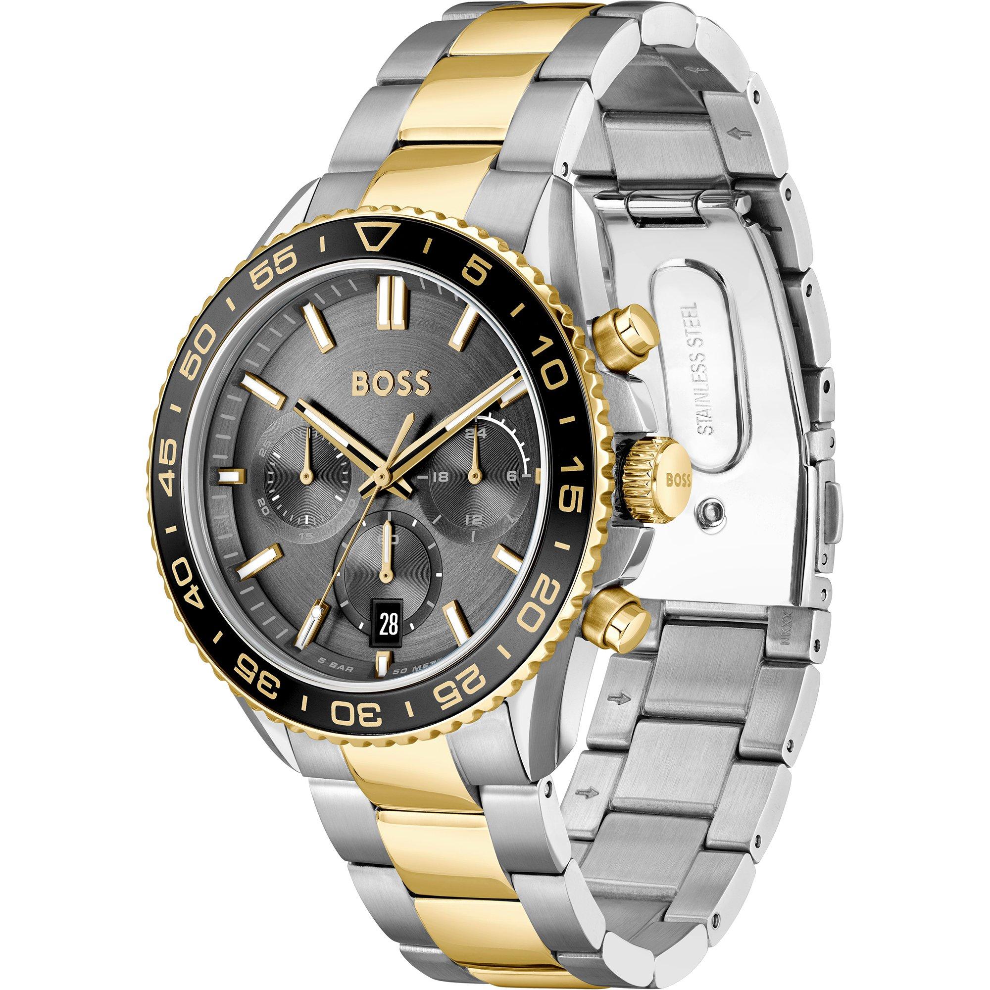 Grey/Silver - Boss - Men's Runner Chronograph Stainless Steel Water Resistant Analogue Quartz Watch - 3