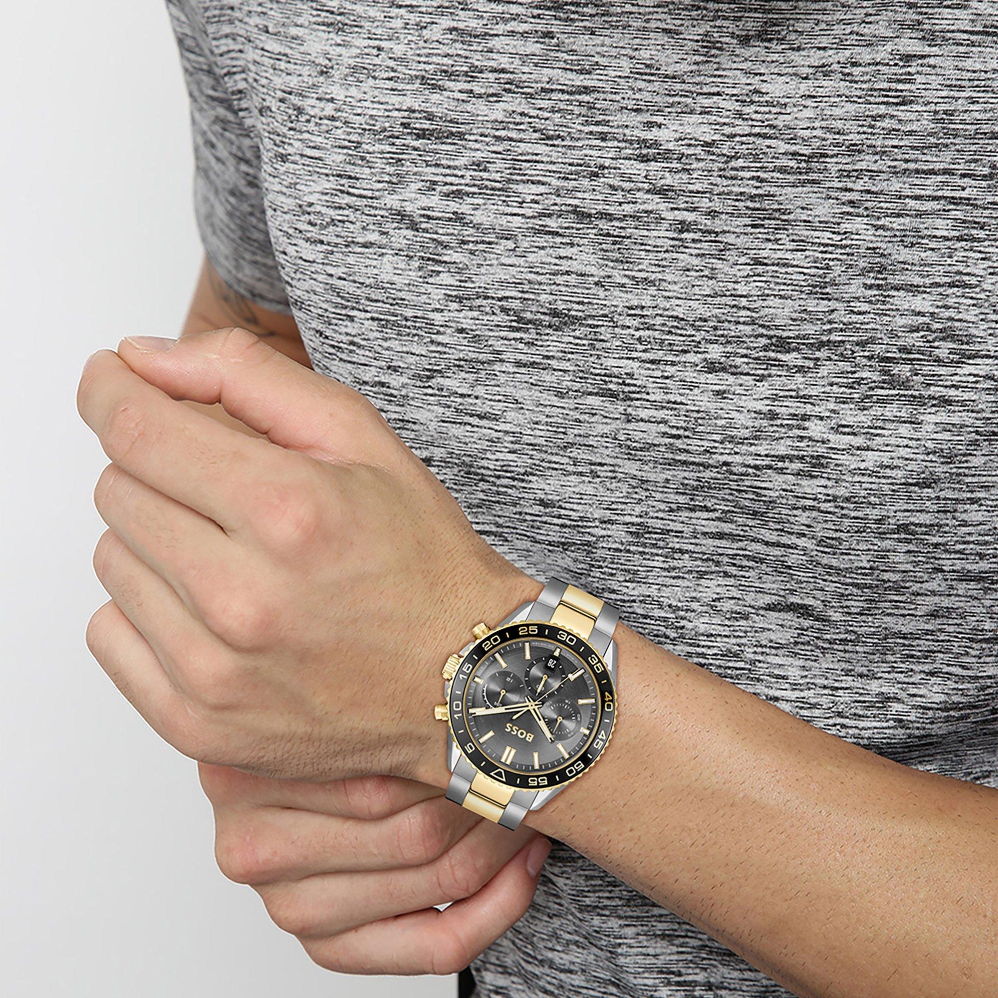 Grey/Silver - Boss - Men's Runner Chronograph Stainless Steel Water Resistant Analogue Quartz Watch - 4