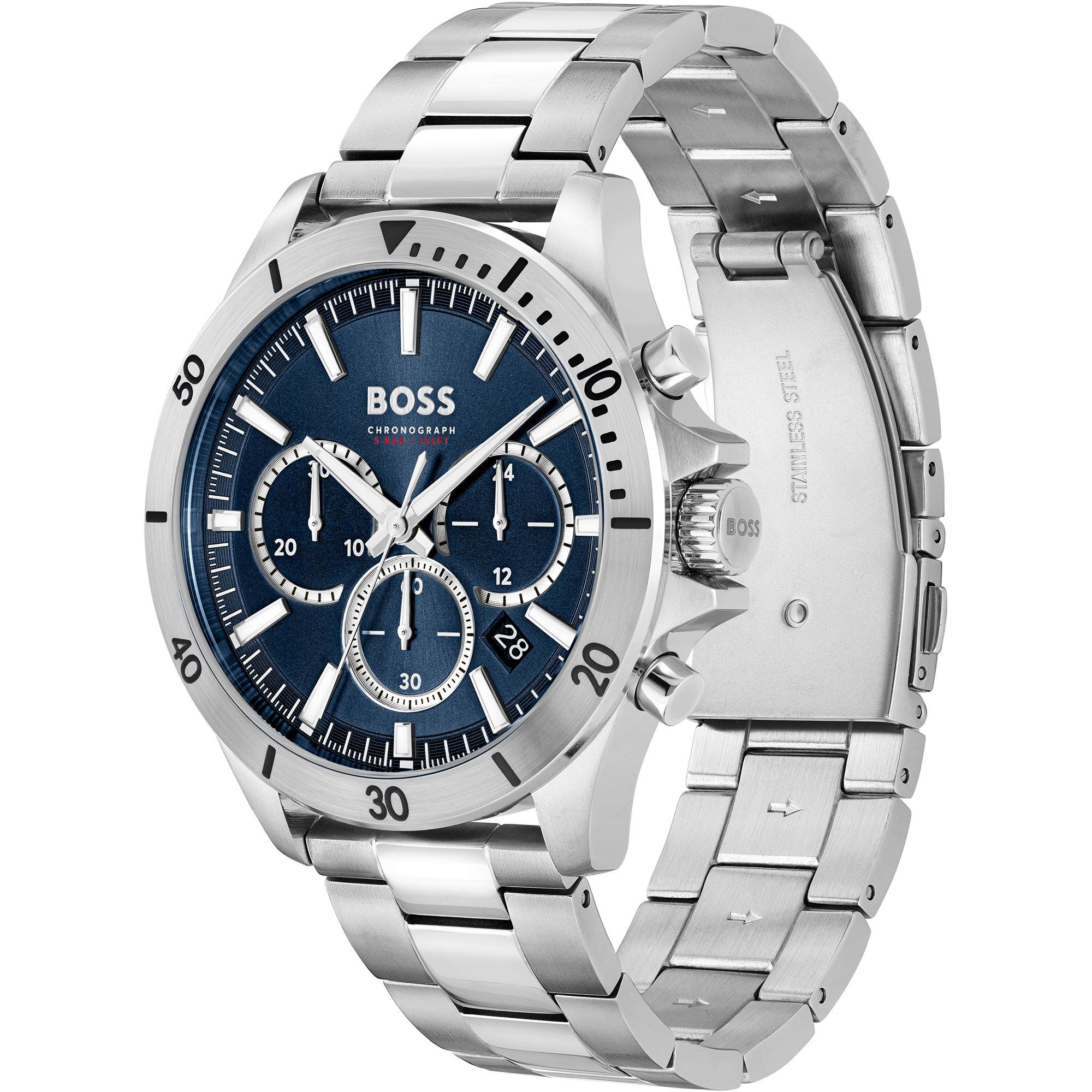 Blue/Silver - Boss - Men's Troper Chronograph 44mm Water Resistant Analogue Quartz Watch - 3