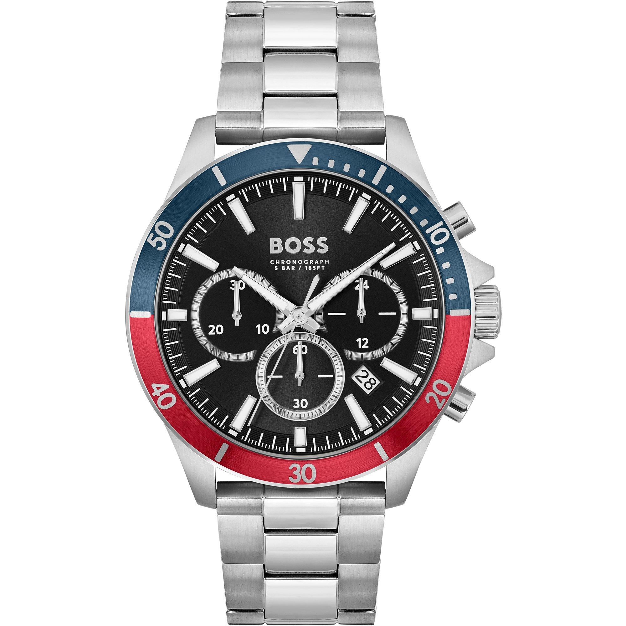 Black/Silver - Boss - Men's Troper Chronograph 44mm Water Resistant Analogue Quartz Watch - 1
