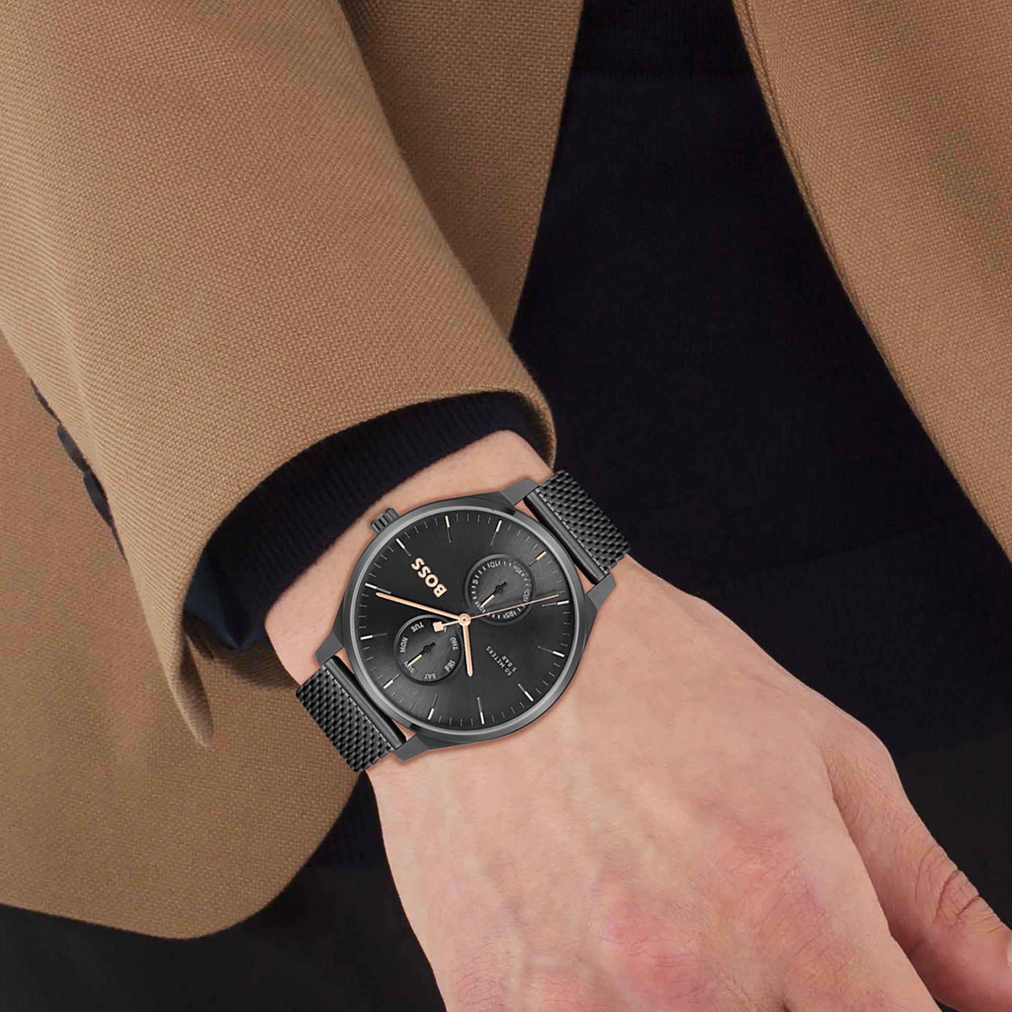 Black/Black - Boss - Men's Tyler Multifunction Water Resistant Analogue Quartz Watch - 4