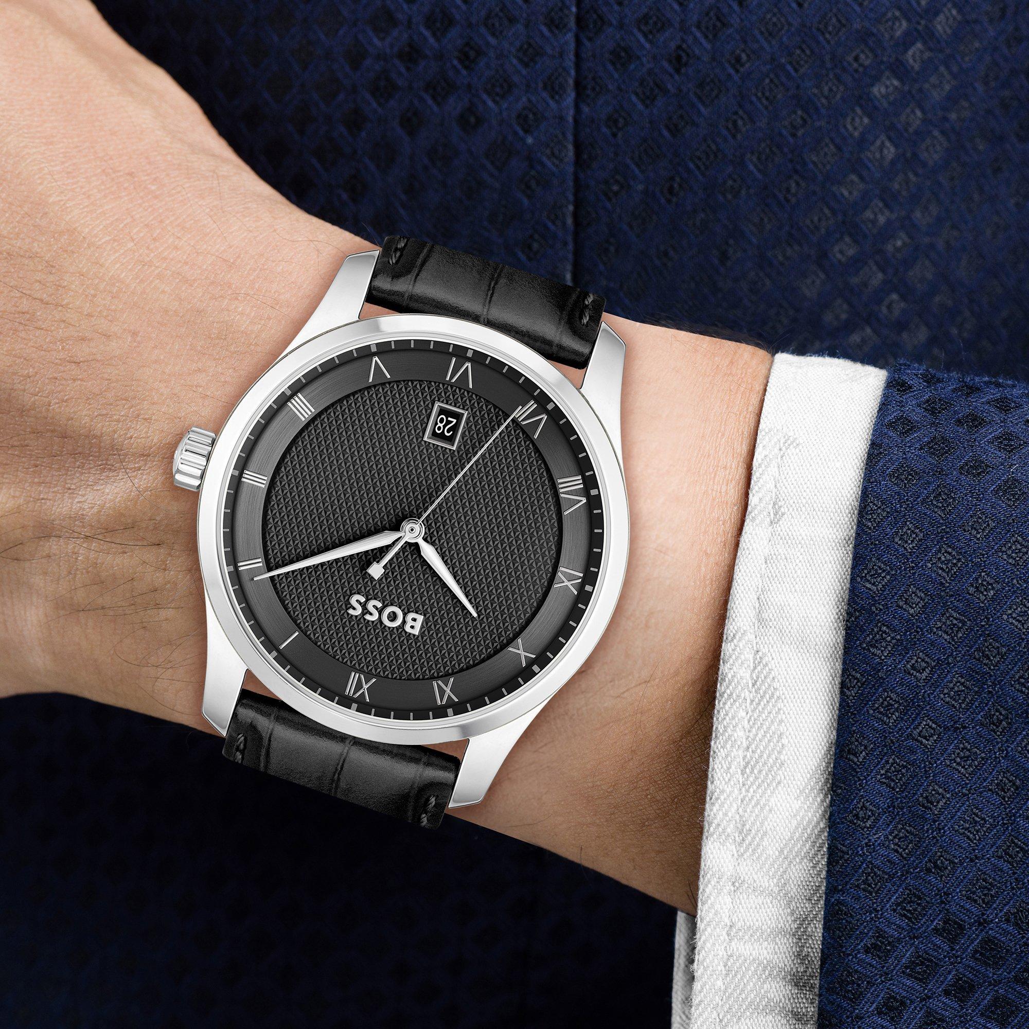 Black/Black - Boss - Men's BssJwl Principle Large Roman Numerals Watch - 4