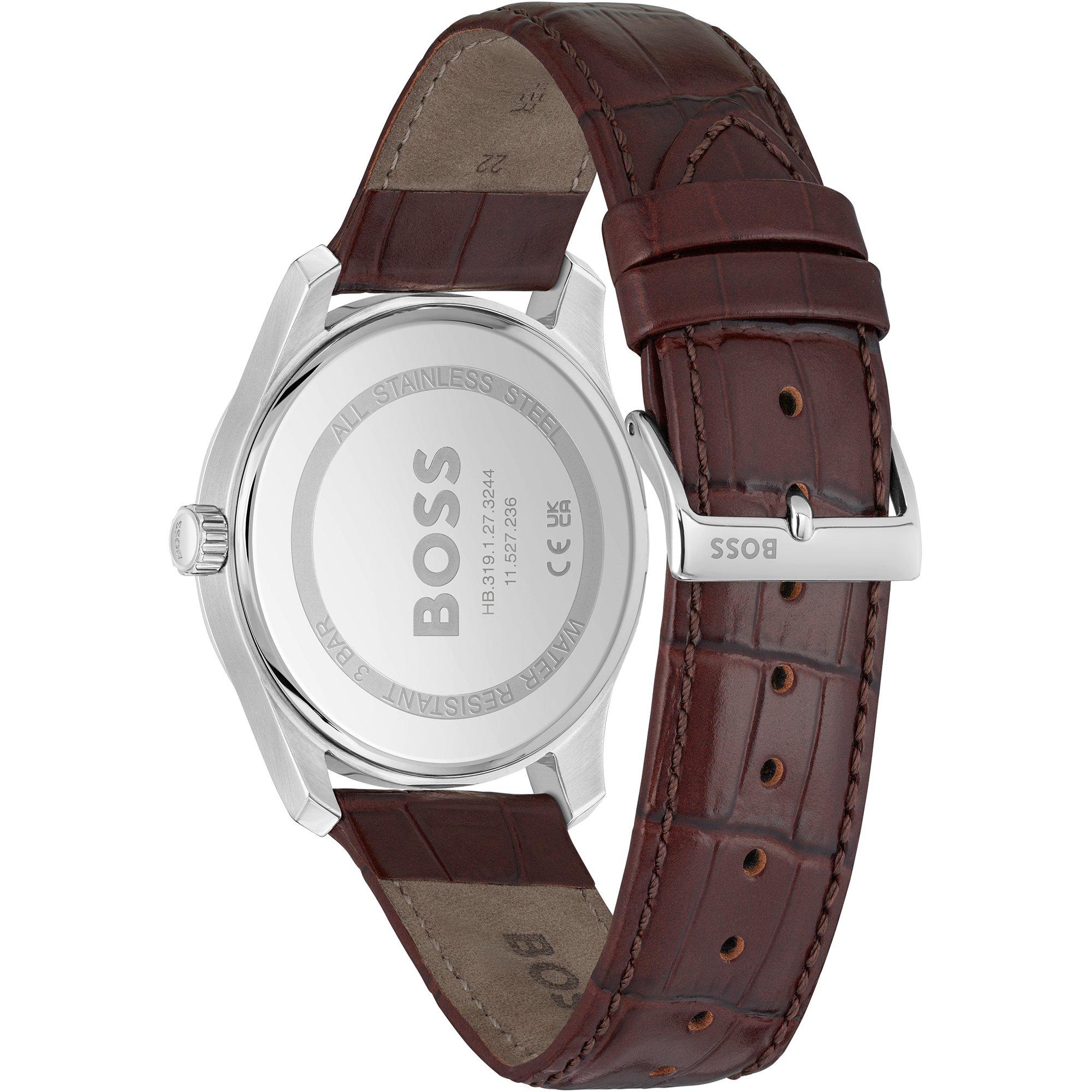 Silver/Brown - Boss - Men's BssJwl Principle Large Roman Numerals Watch - 2