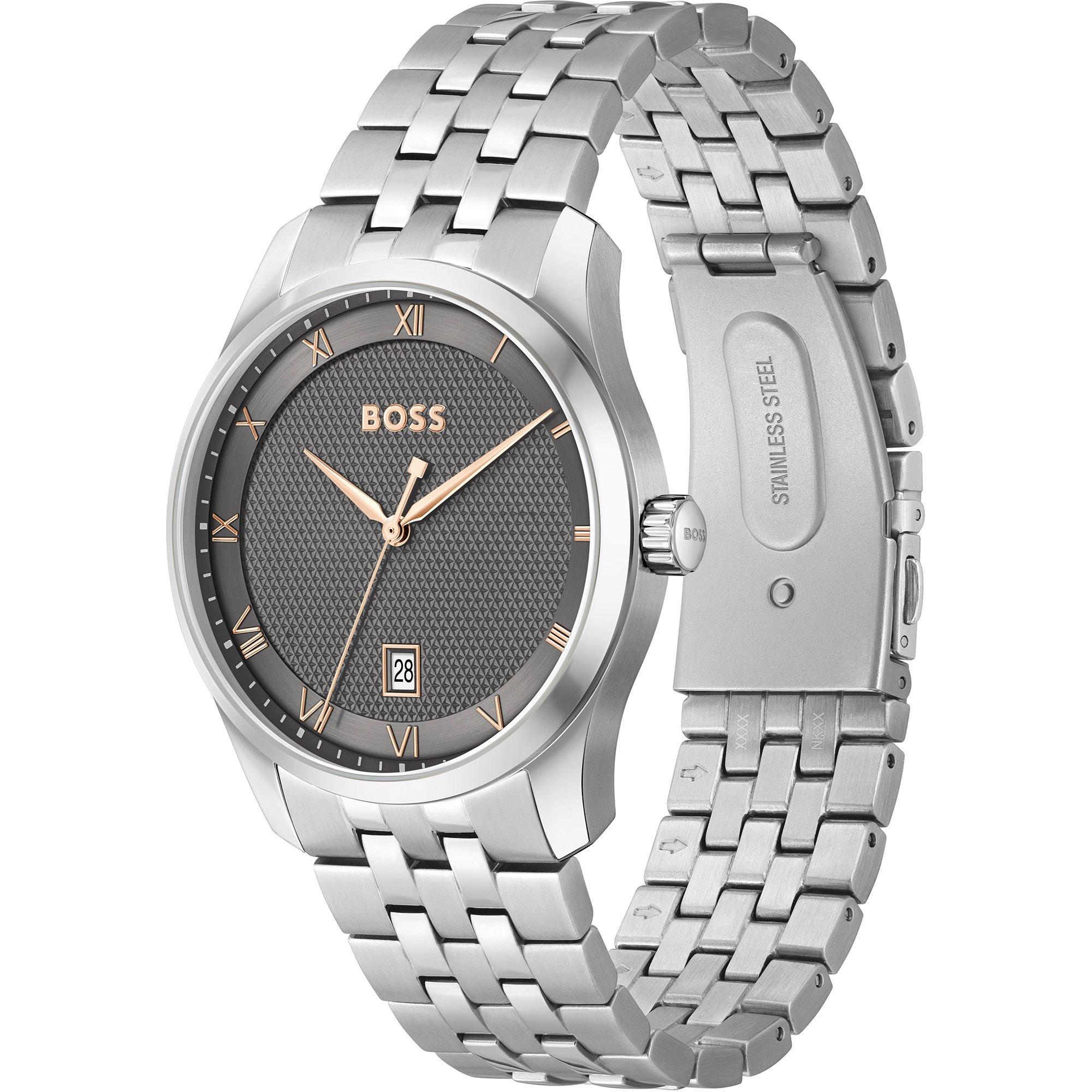 Grey/Silver - Boss - Men's BssJwl Principle Large Roman Numerals Watch - 3