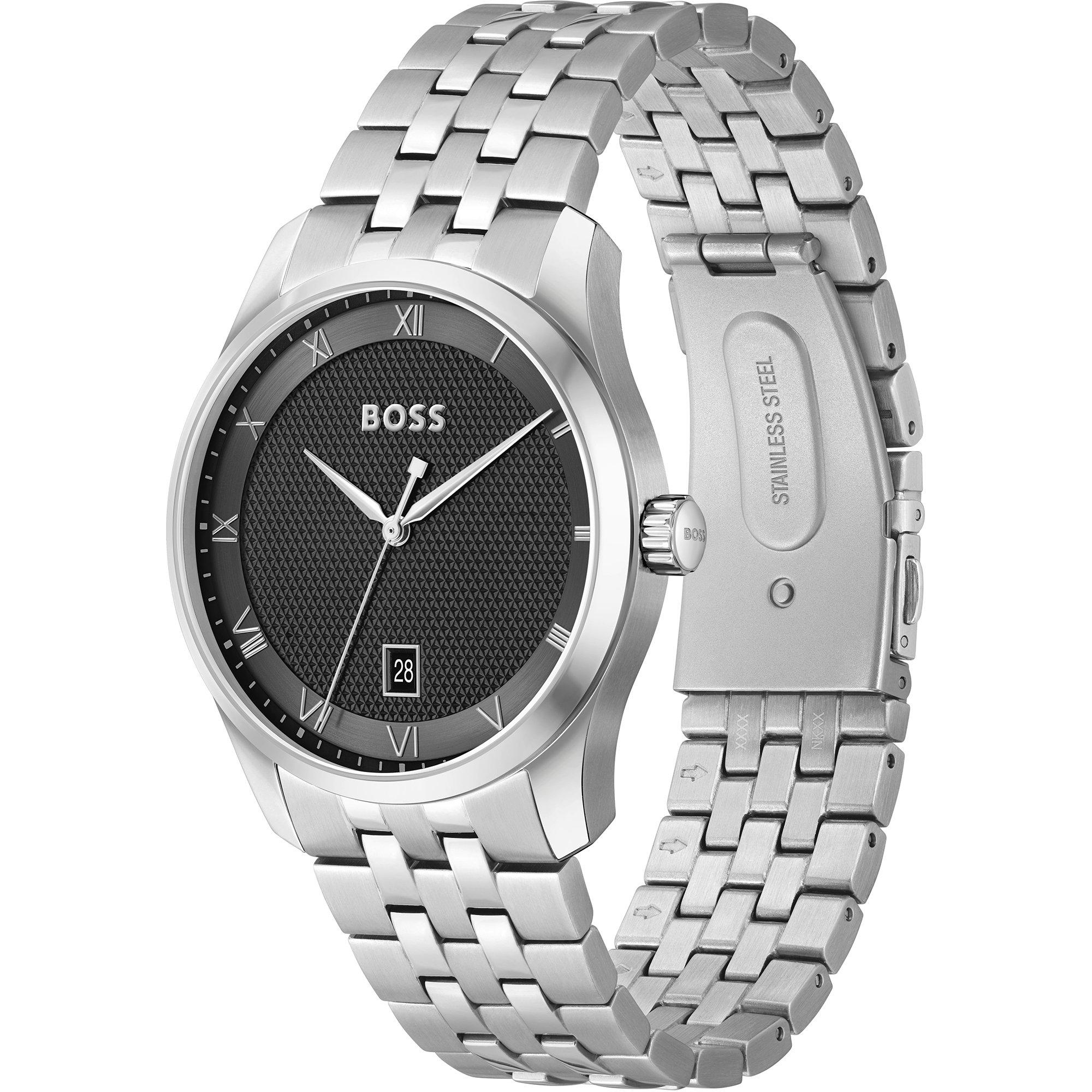 Black/Silver - Boss - Men's BssJwl Principle Large Roman Numerals Watch - 3
