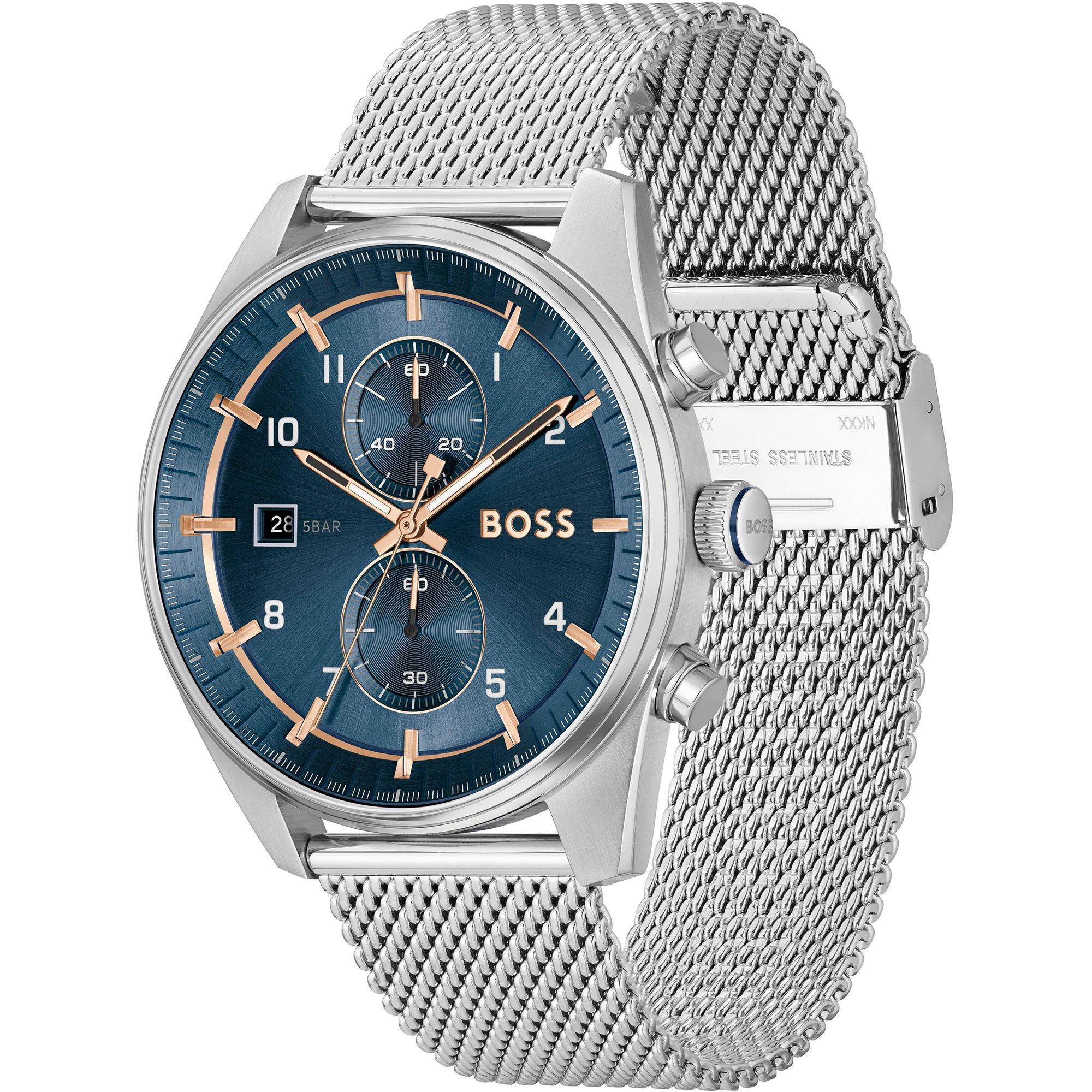 Blue/Silver - Boss - Men's Skytraveller Sporty Chronograph Watch - 3