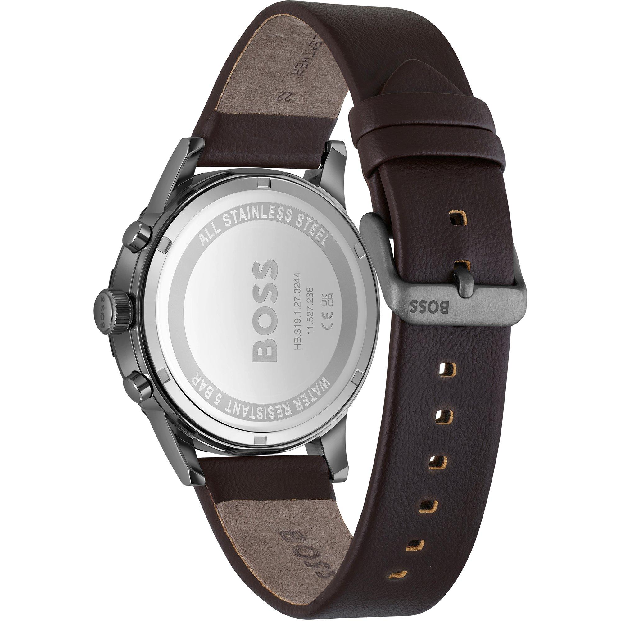 Blue/Brown - Boss - Men's Solgrade Solar-Powered Chronograph Watch - 2