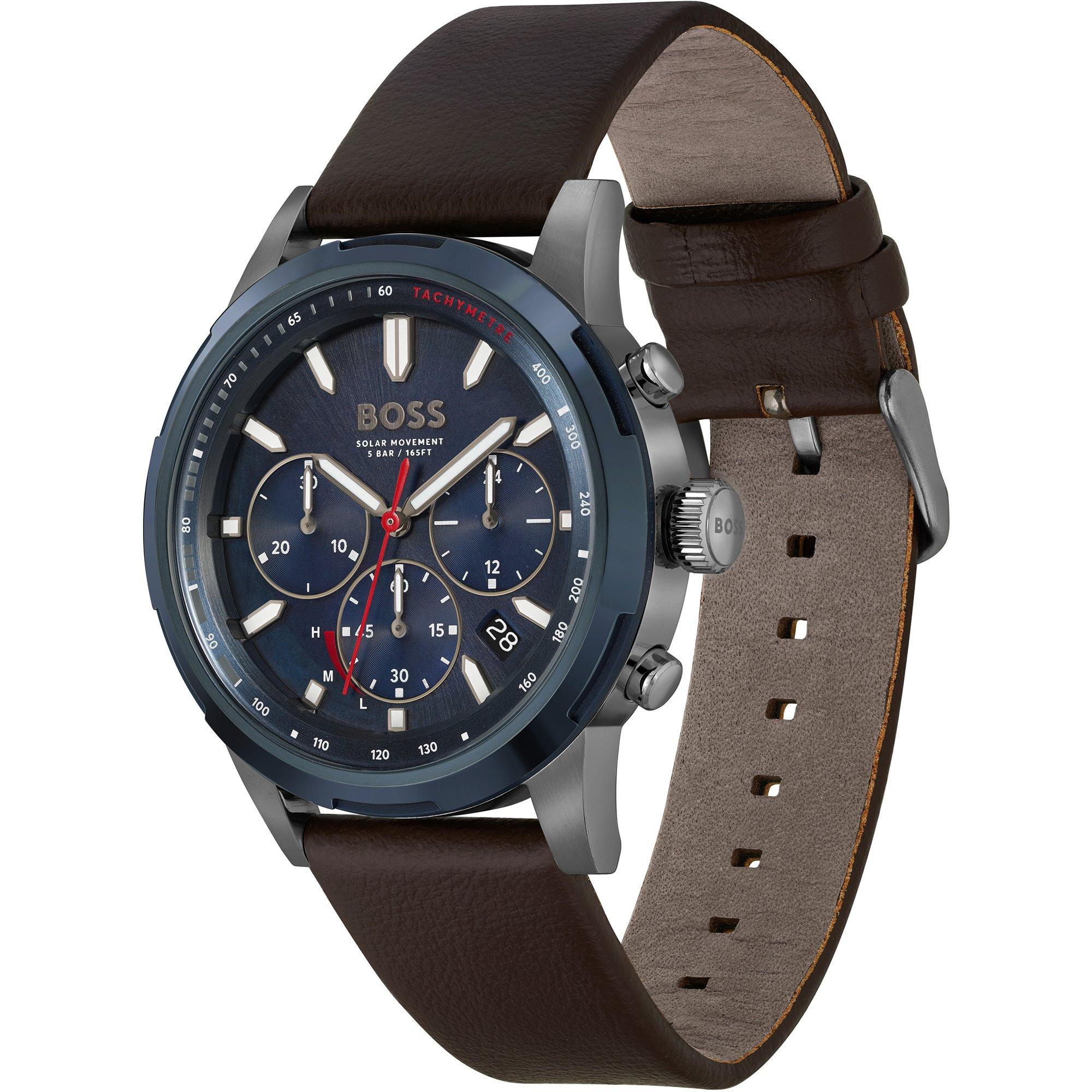 Blue/Brown - Boss - Men's Solgrade Solar-Powered Chronograph Watch - 3