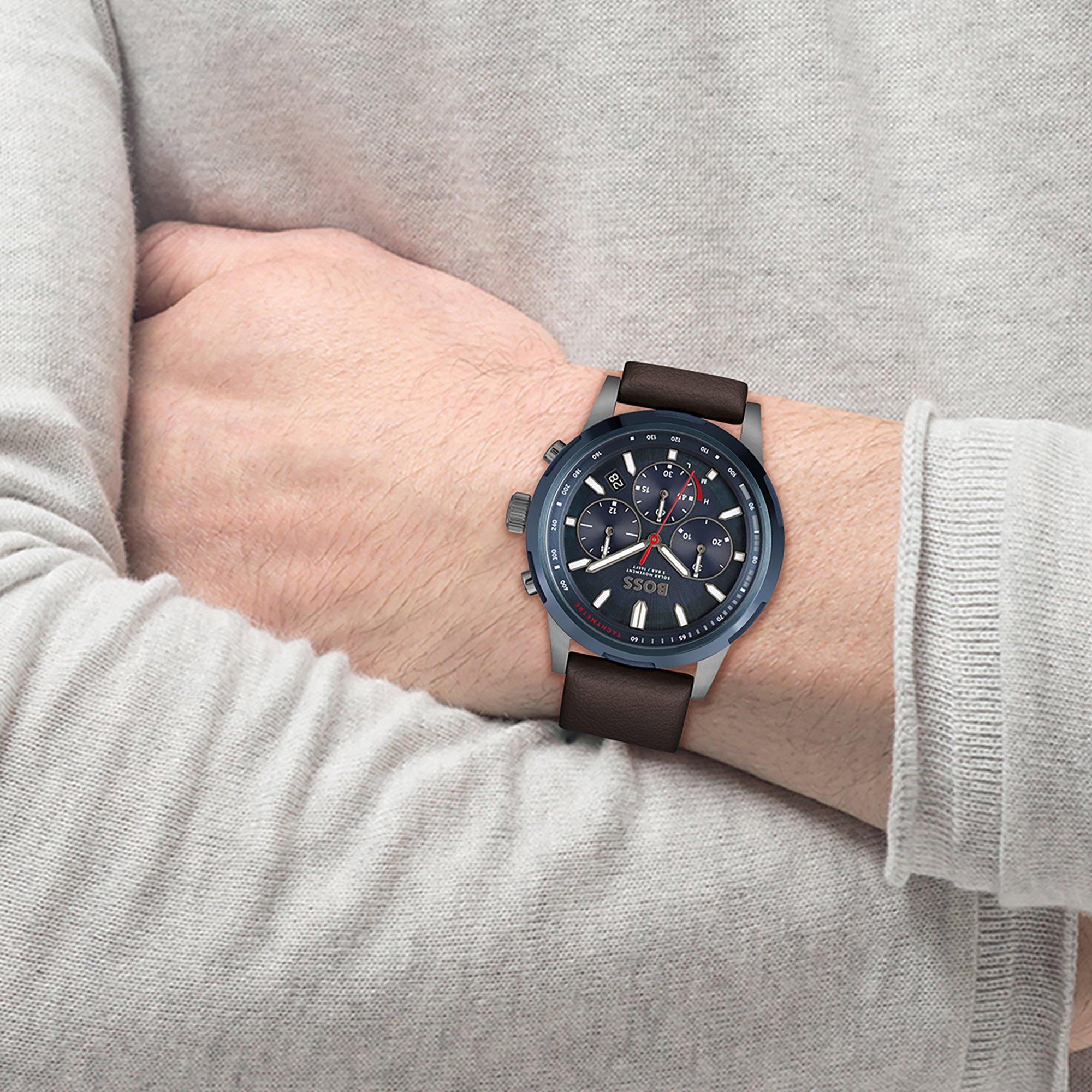 Blue/Brown - Boss - Men's Solgrade Solar-Powered Chronograph Watch - 4