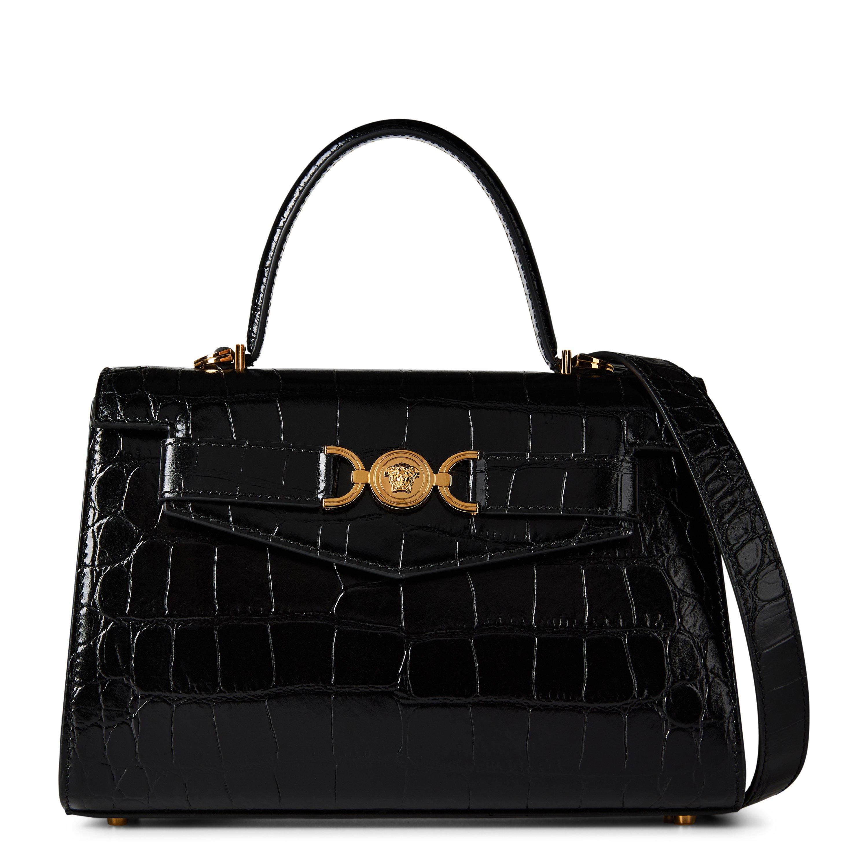 Black Gold - Versace - Croc-Effect Medusa 95 Small Handbag - 1