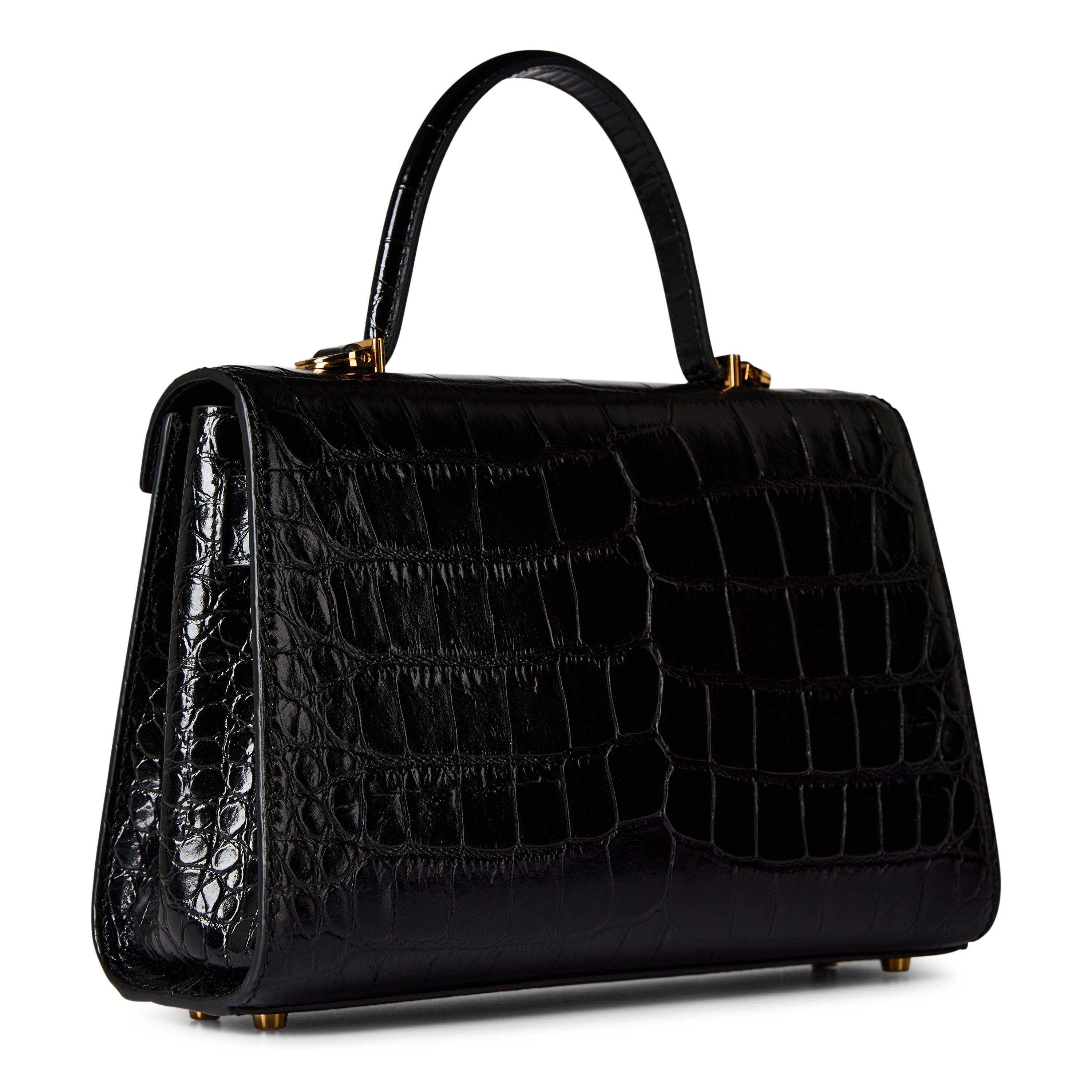 Black Gold - Versace - Croc-Effect Medusa 95 Small Handbag - 2