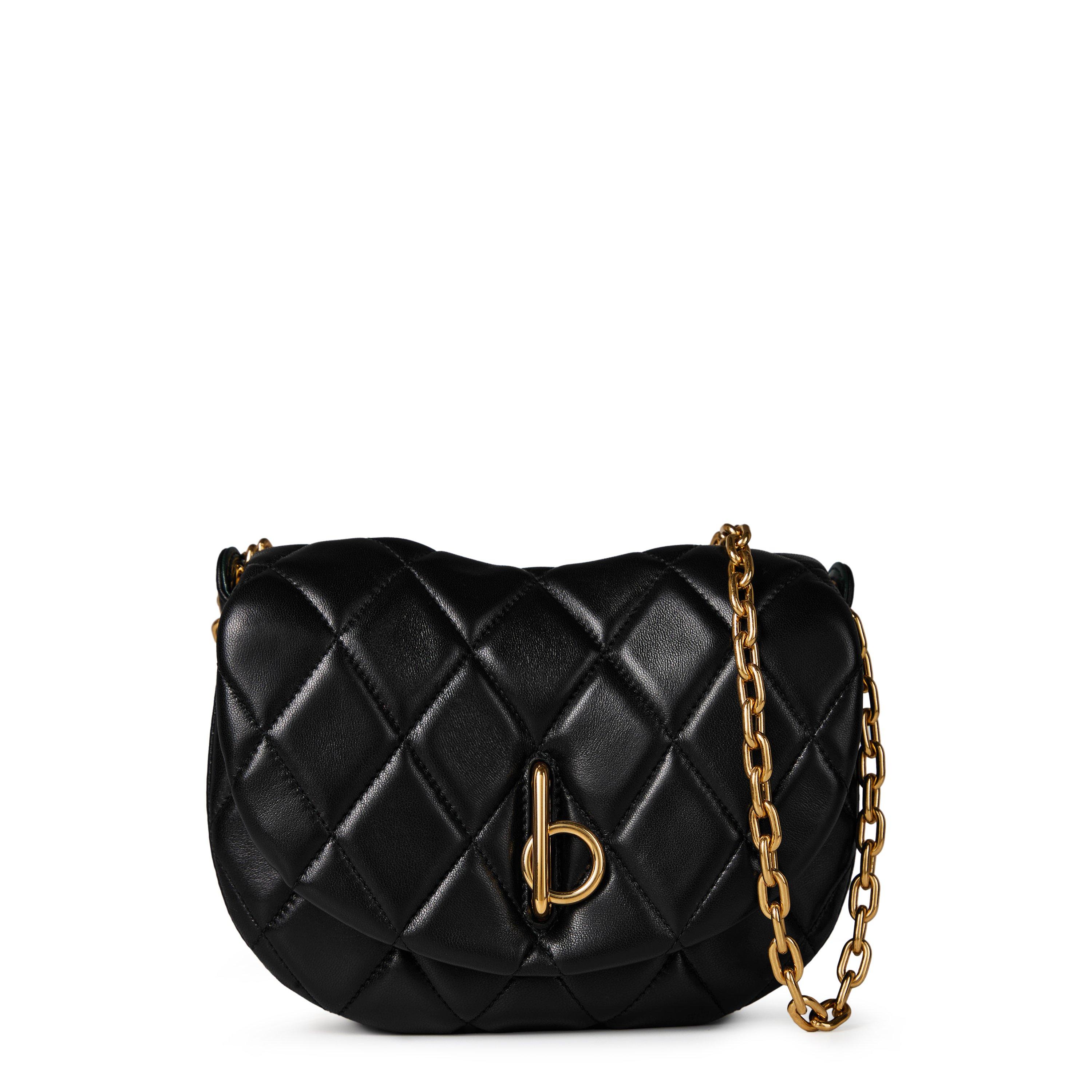 Black/Gold - Burberry - Quilted Rocking Horse Shoulder Bag - 1
