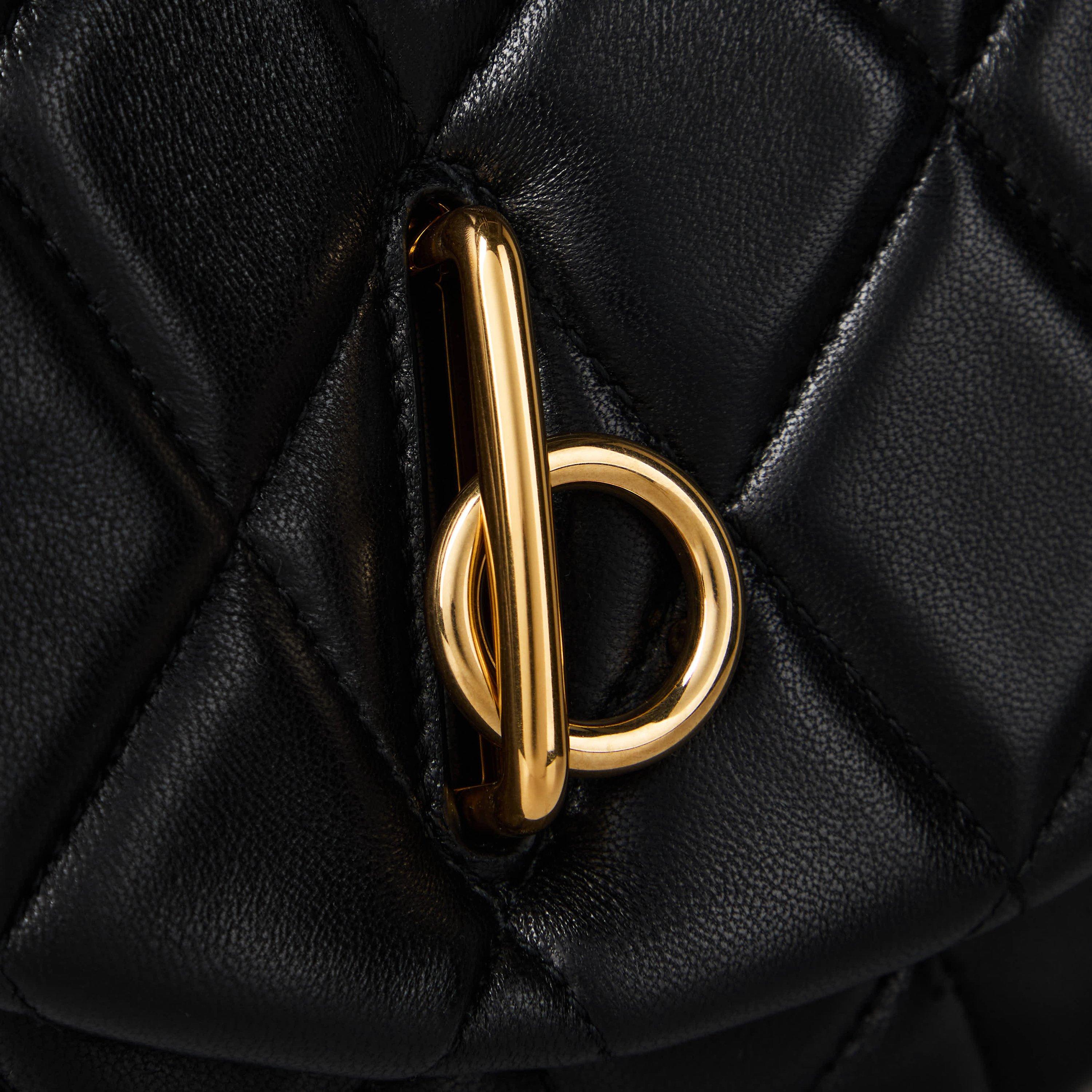Black/Gold - Burberry - Quilted Rocking Horse Shoulder Bag - 4