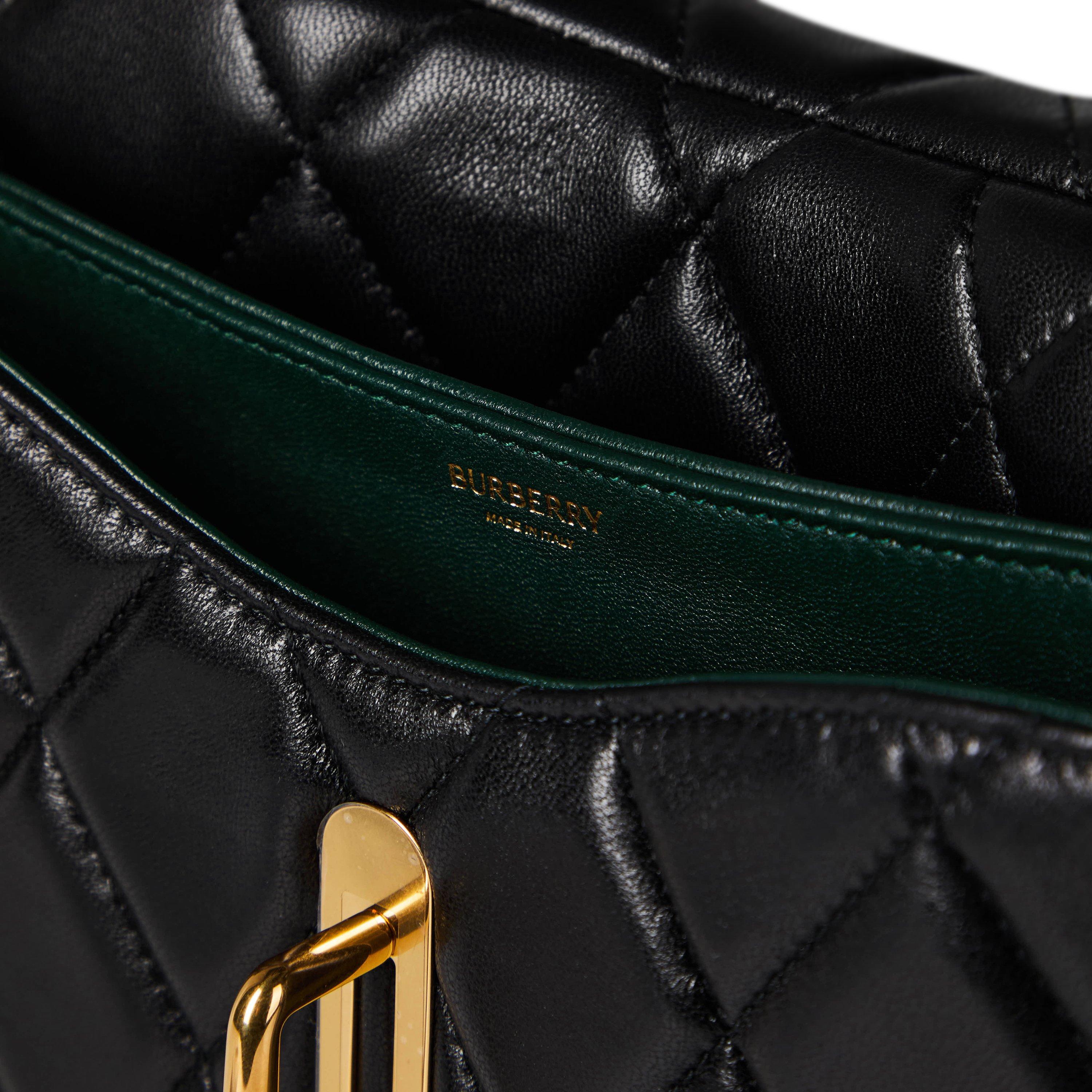 Black/Gold - Burberry - Quilted Rocking Horse Shoulder Bag - 5