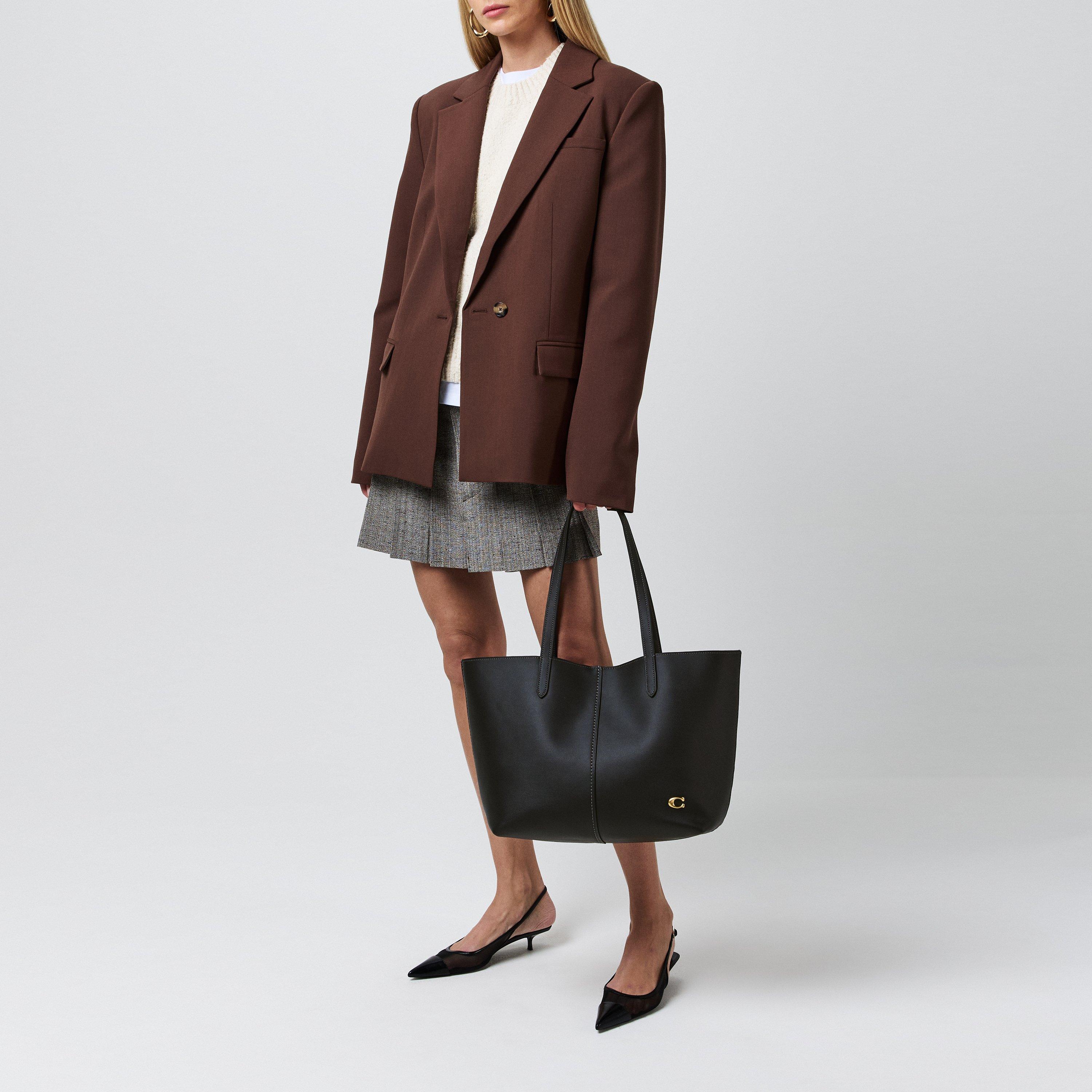 Black - Coach - Women's North Leather Tote Bag - 5