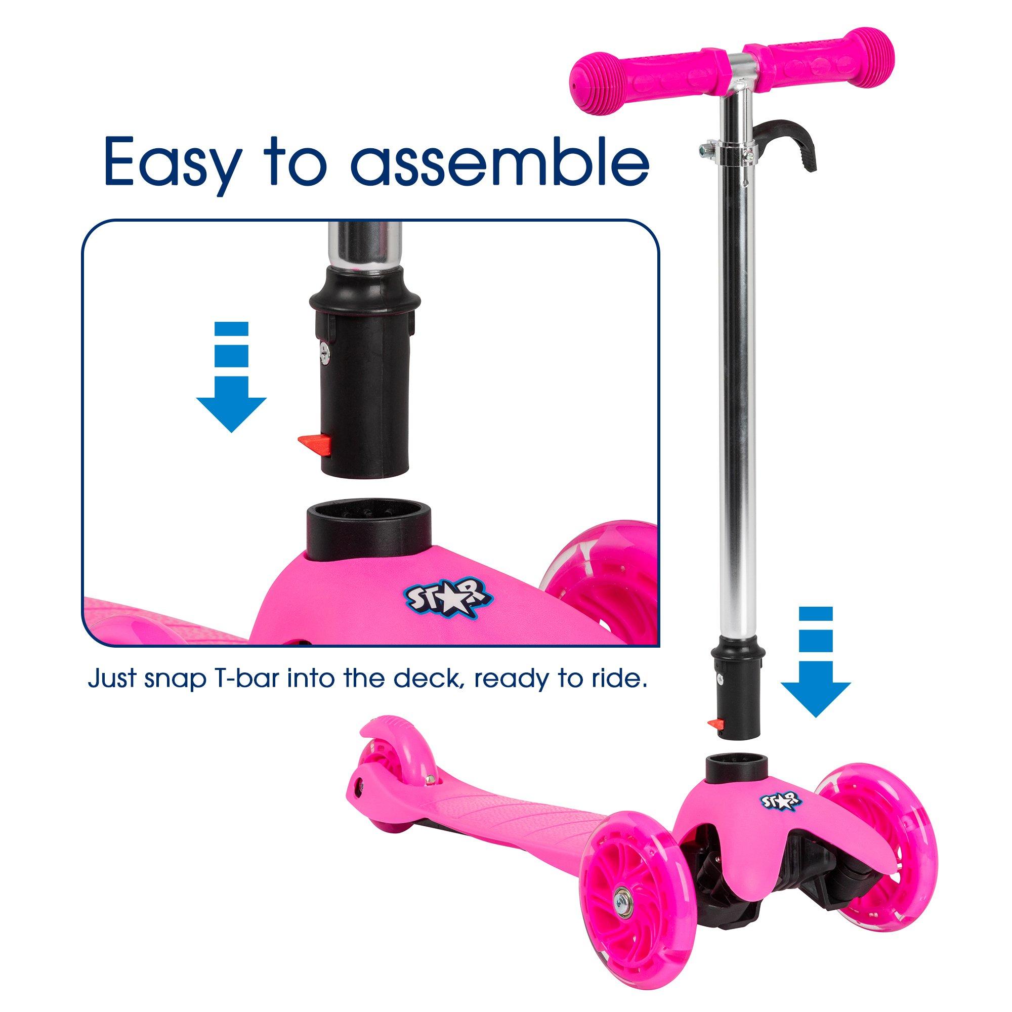 Pink - Star - Light Up Tri-Scooter Children - 3