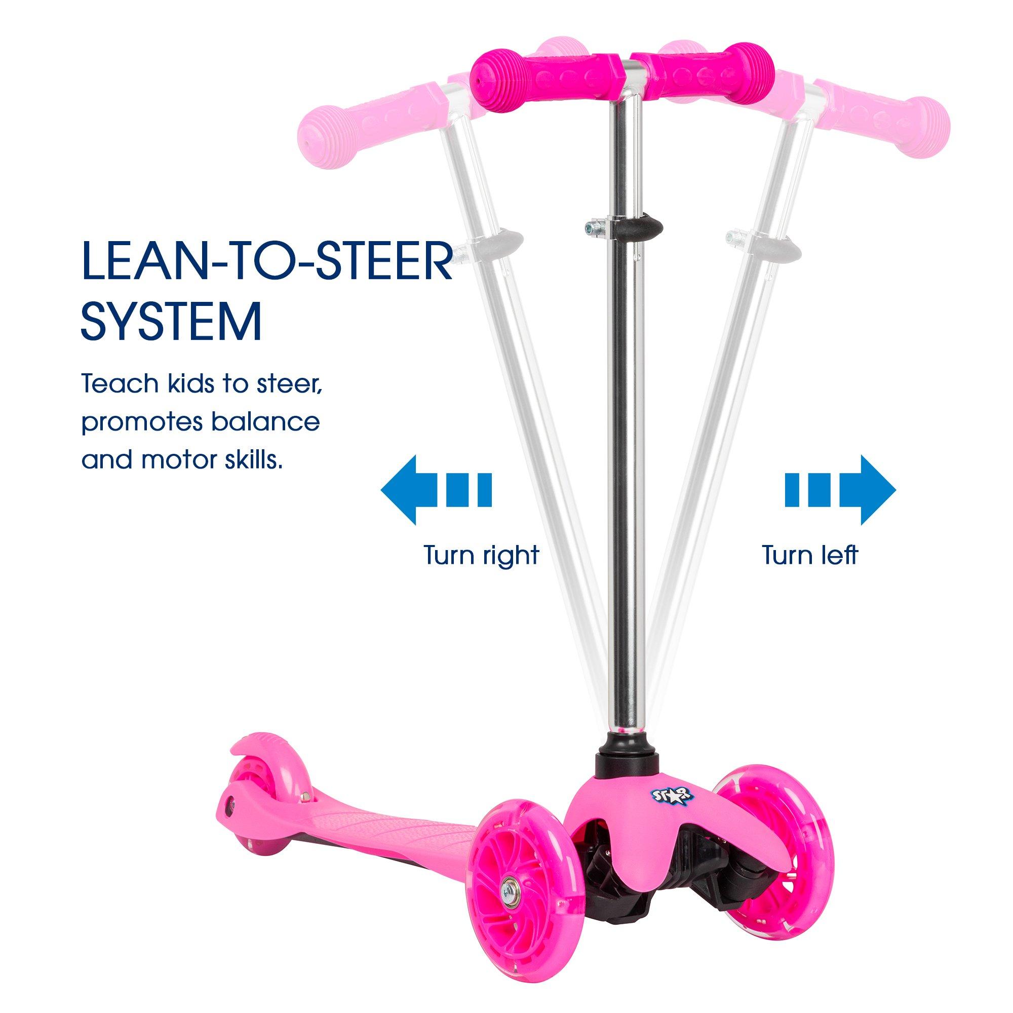 Pink - Star - Light Up Tri-Scooter Children - 4