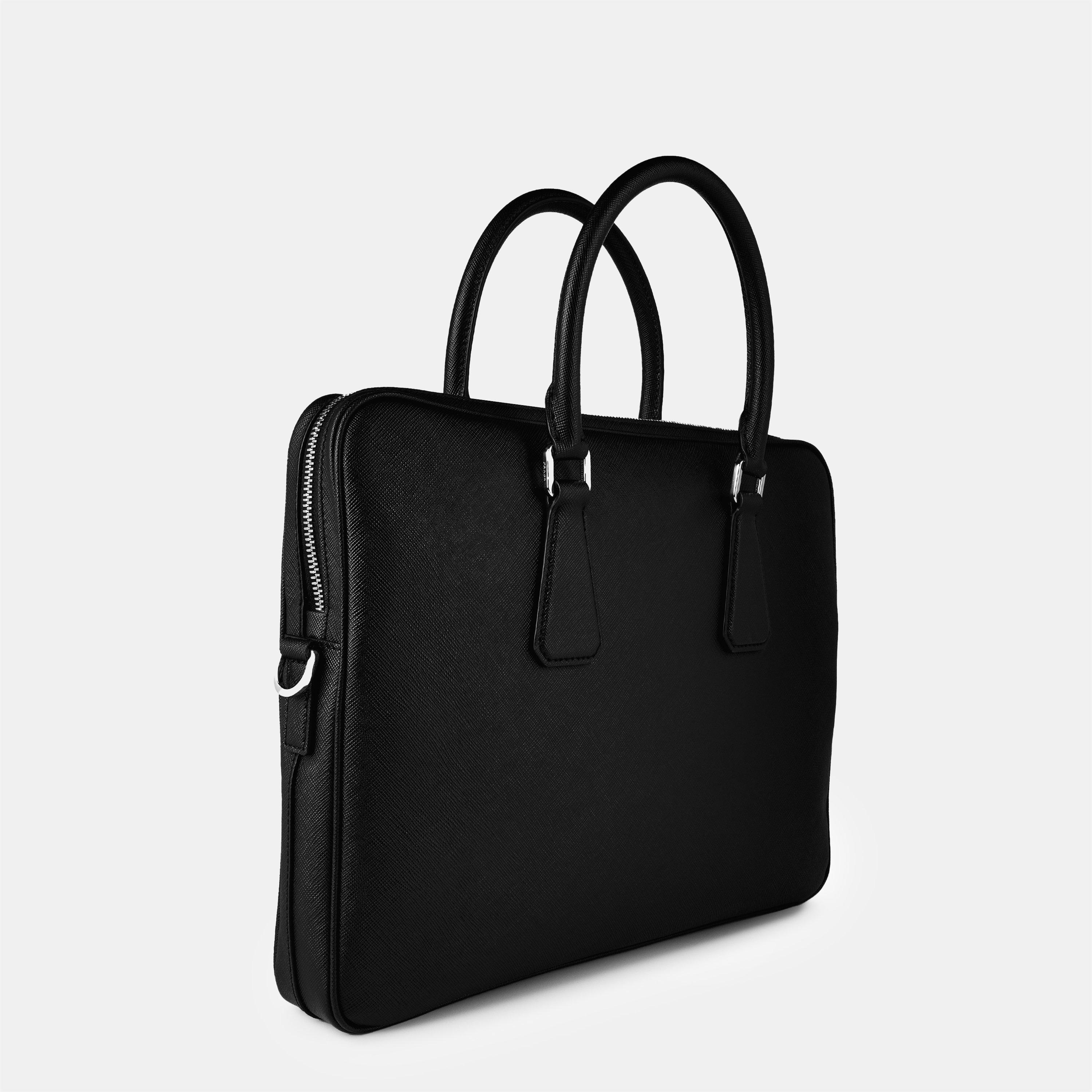 Black - Prada - Saffiano Leather Work Bag - 2