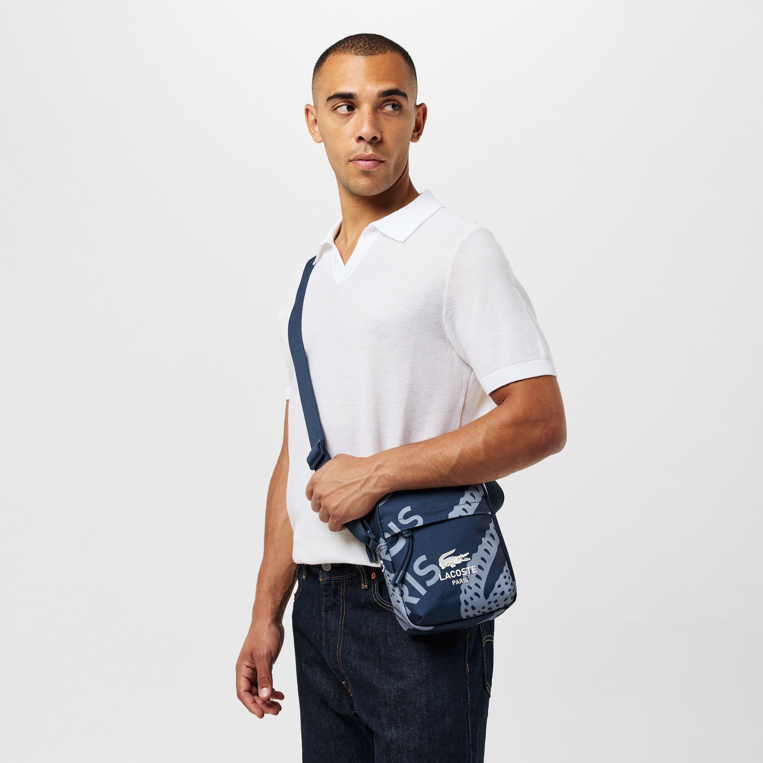 Marine/Grau - Lacoste - Men's Vertical Croc Print Cross Body Bag - 3