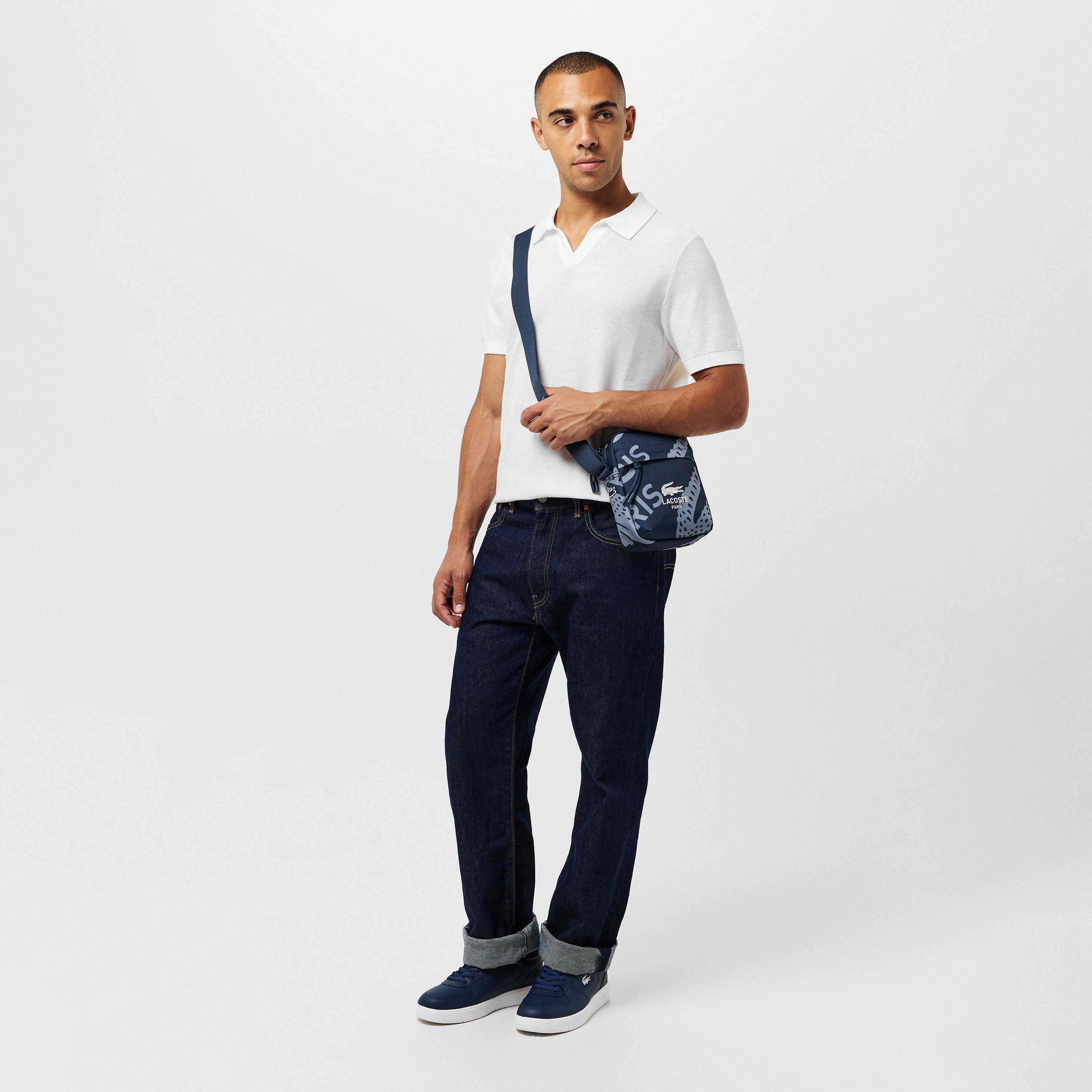 Marine/Grau - Lacoste - Men's Vertical Croc Print Cross Body Bag - 7