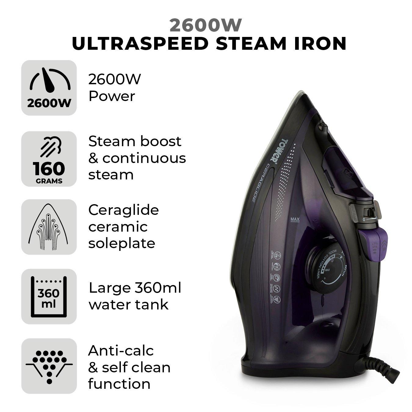 Purple - Tower - 2600W Steam Iron - 2