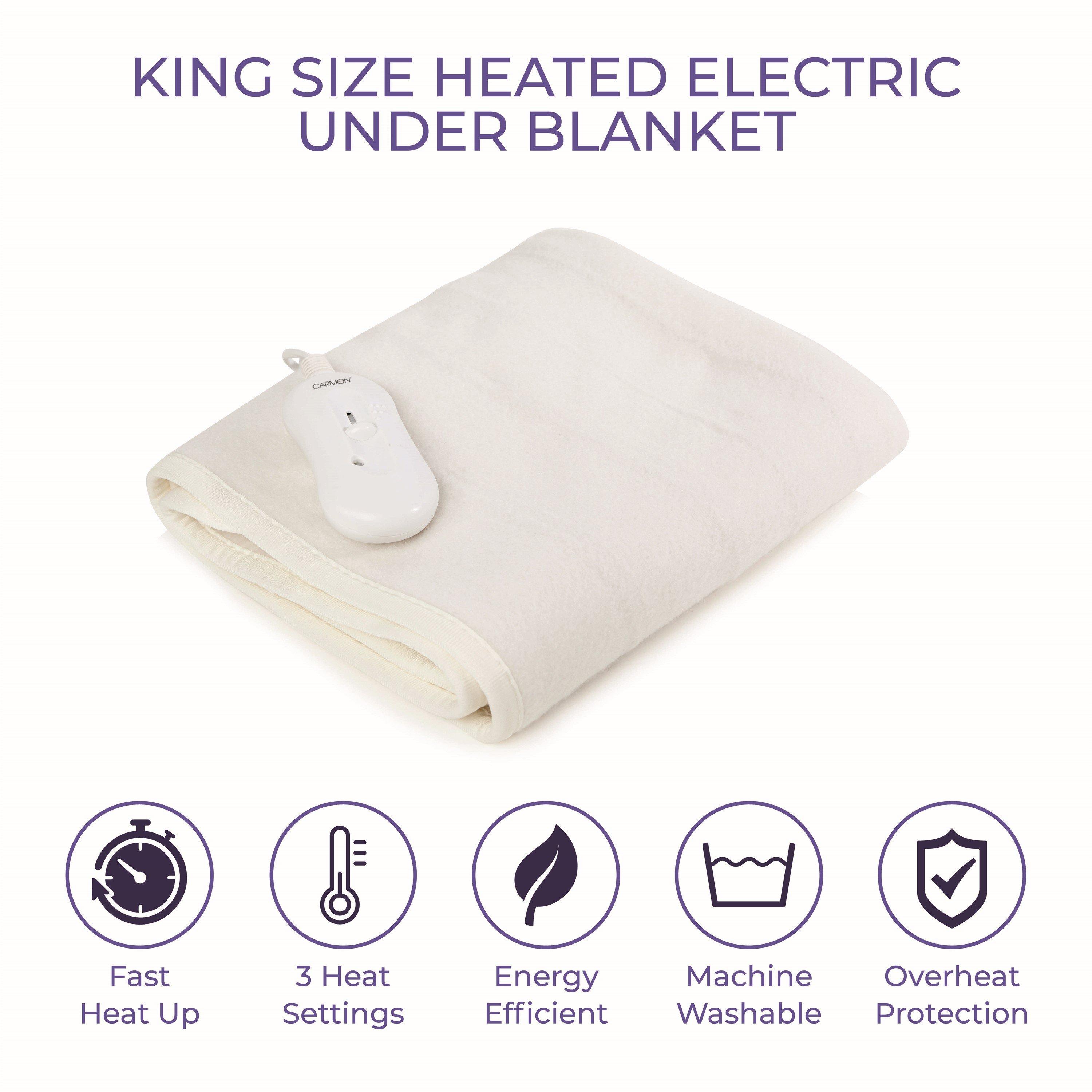 White - Carmen - Kingsize Heated Under Blanket 120x130cm 1 Controll - 3