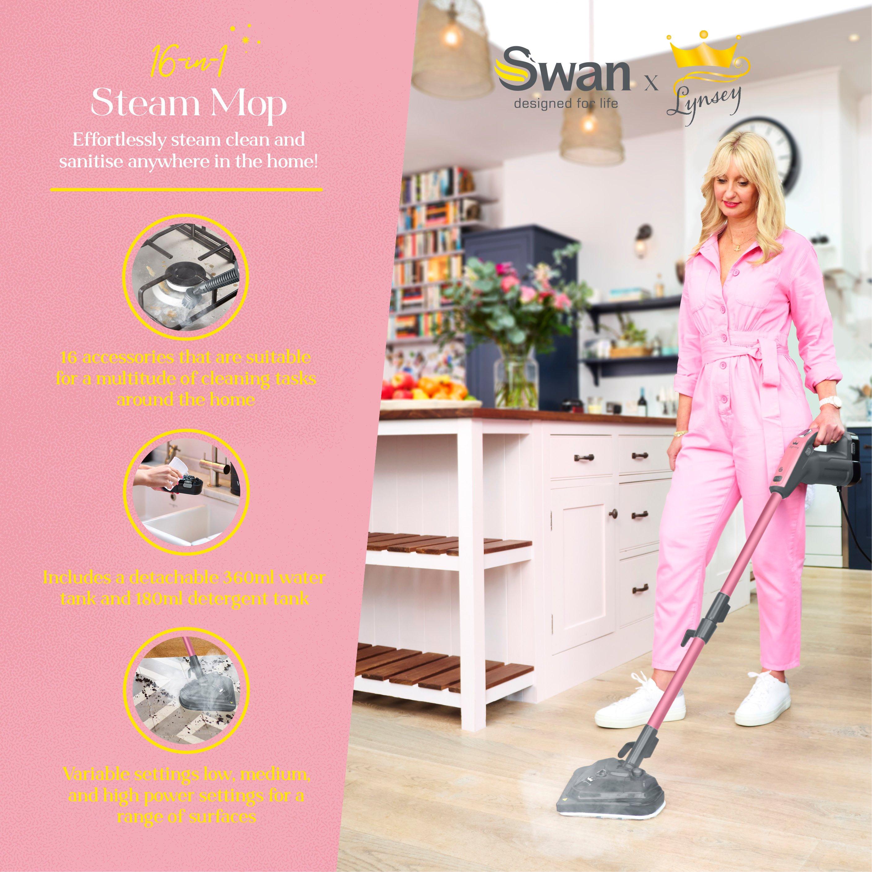 Pink - Swan - Lynsey Queen of Clean 16-in-1 Steam Mop - 3