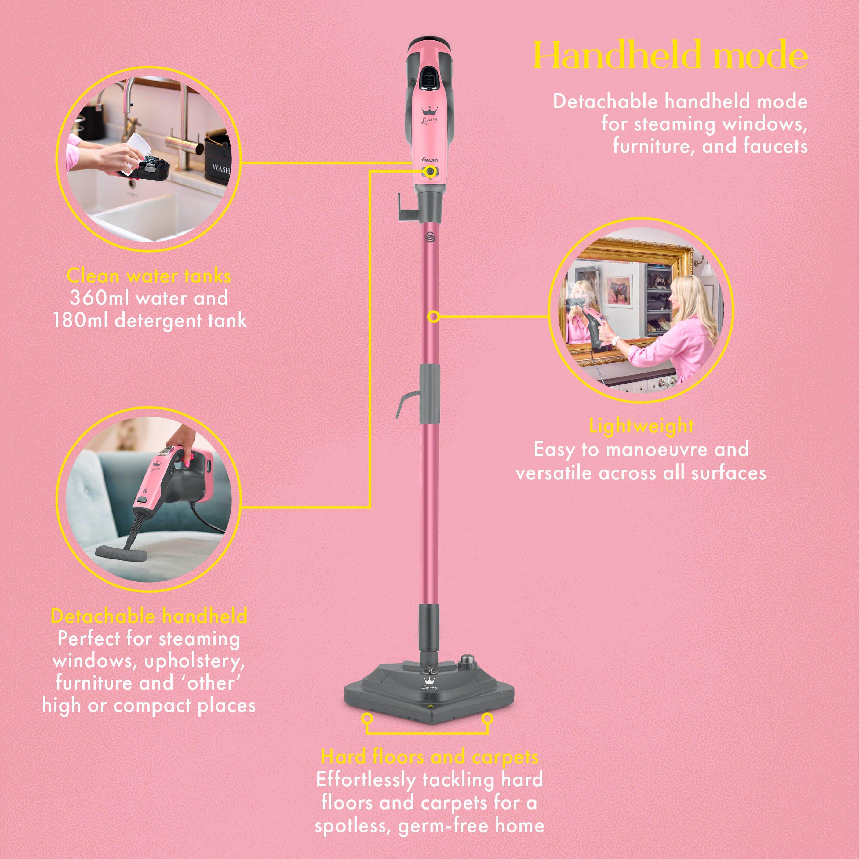 Pink - Swan - Lynsey Queen of Clean 16-in-1 Steam Mop - 6