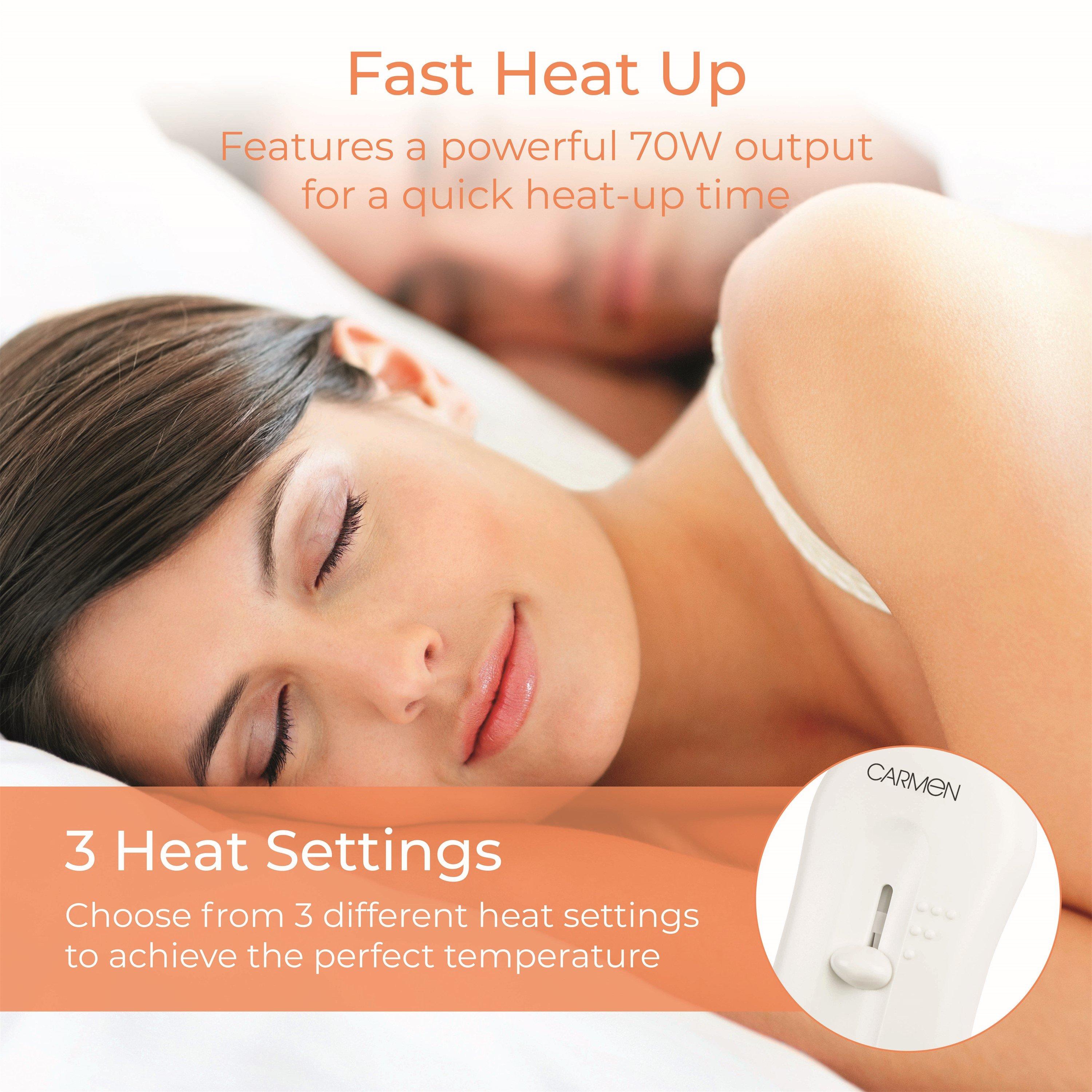 White - Carmen - Full Size Double Heated Under Blanket with Overhea - 4