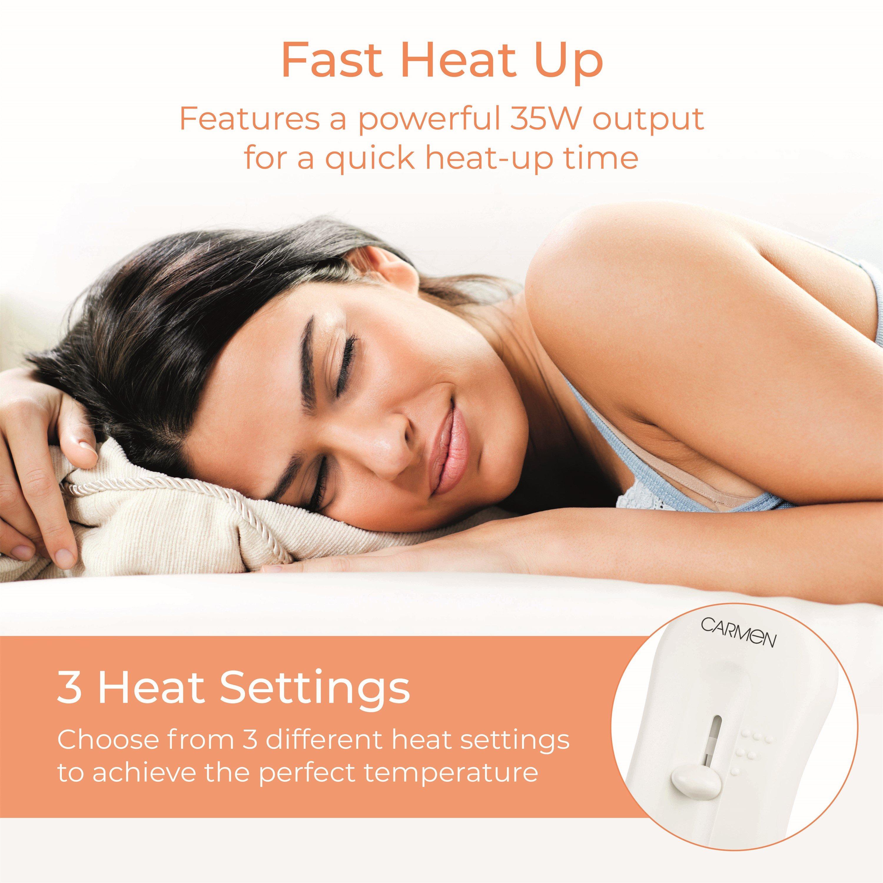 White - Carmen - Full Size Single Heated Under Blanket with Overhea - 4