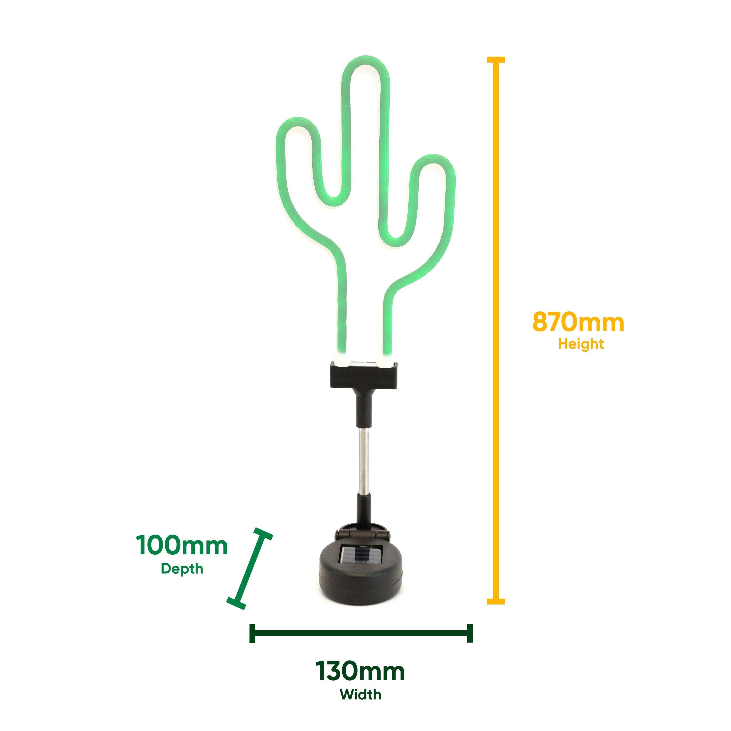 Green - Streetwize - Solar Neon-Effect Cactus Stake Light - 2